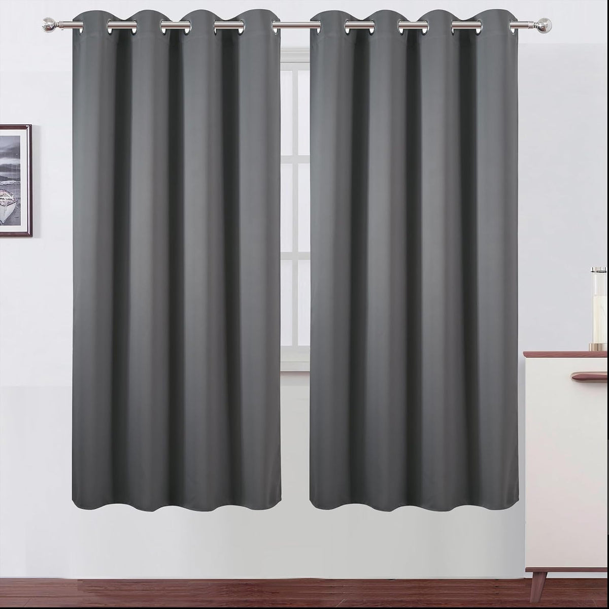 72"L x 66"W polyester curtains in Frost Grey