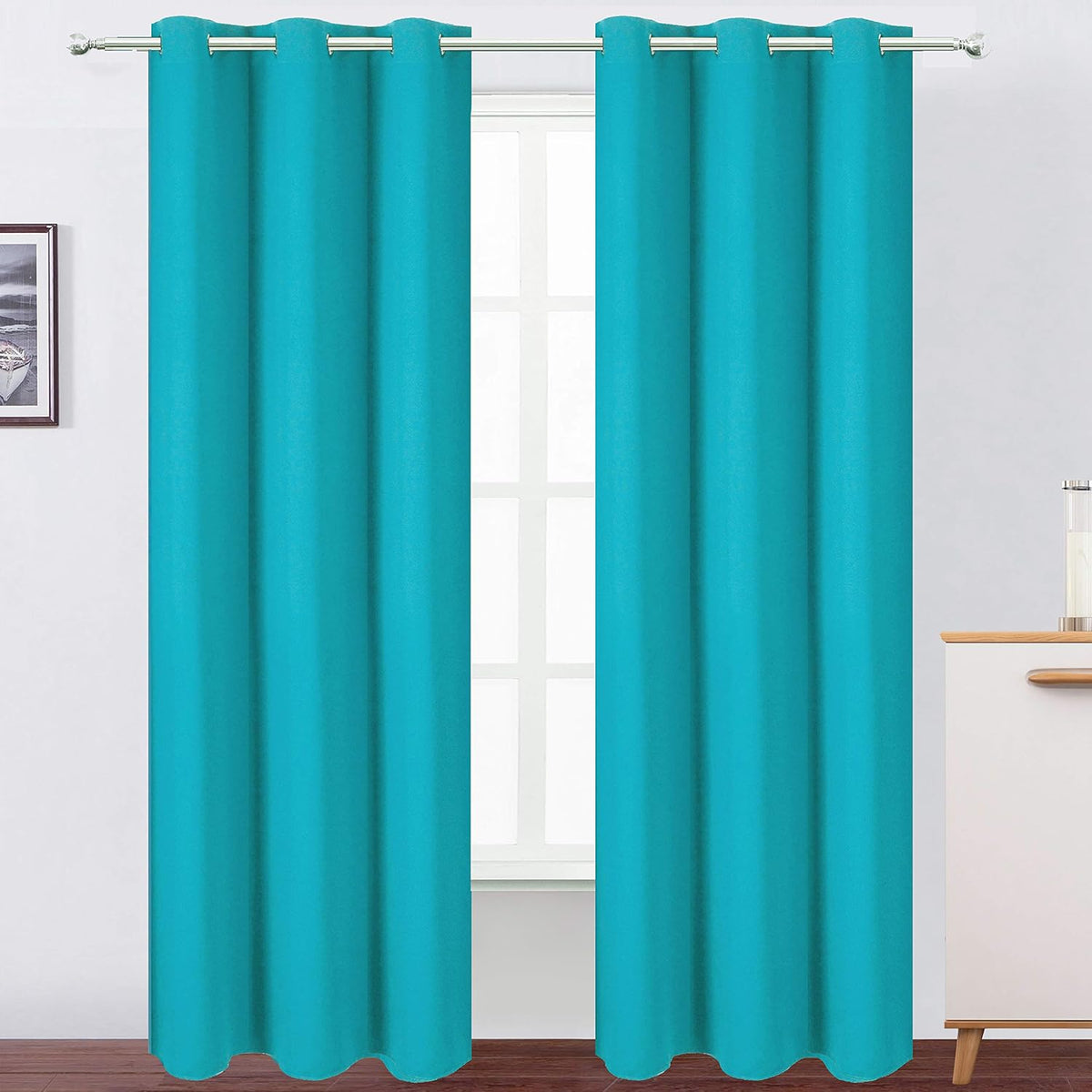 84"L x 34"W polyester curtains in Teal