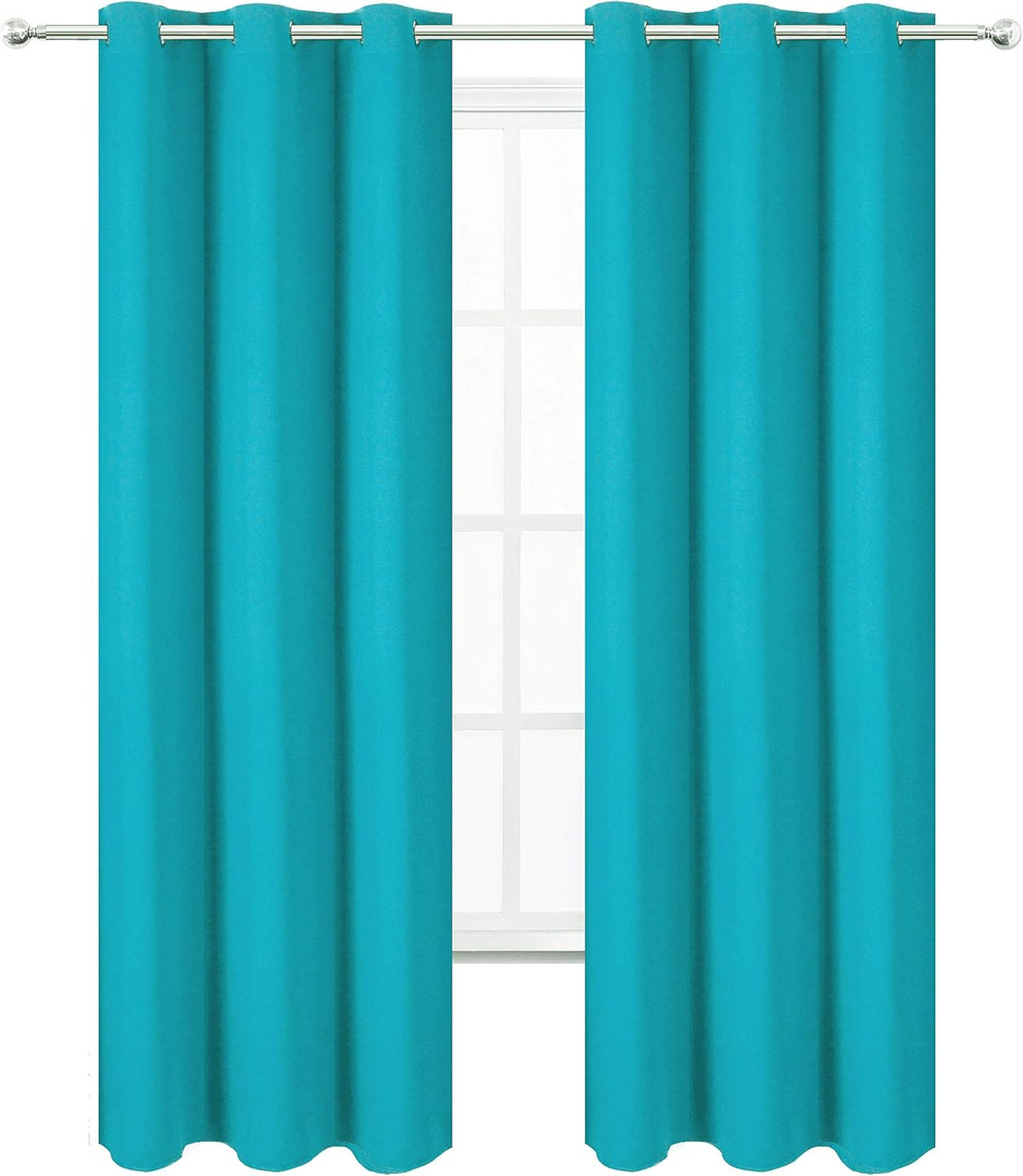84"L x 34"W polyester curtains in Teal, alternate view 2