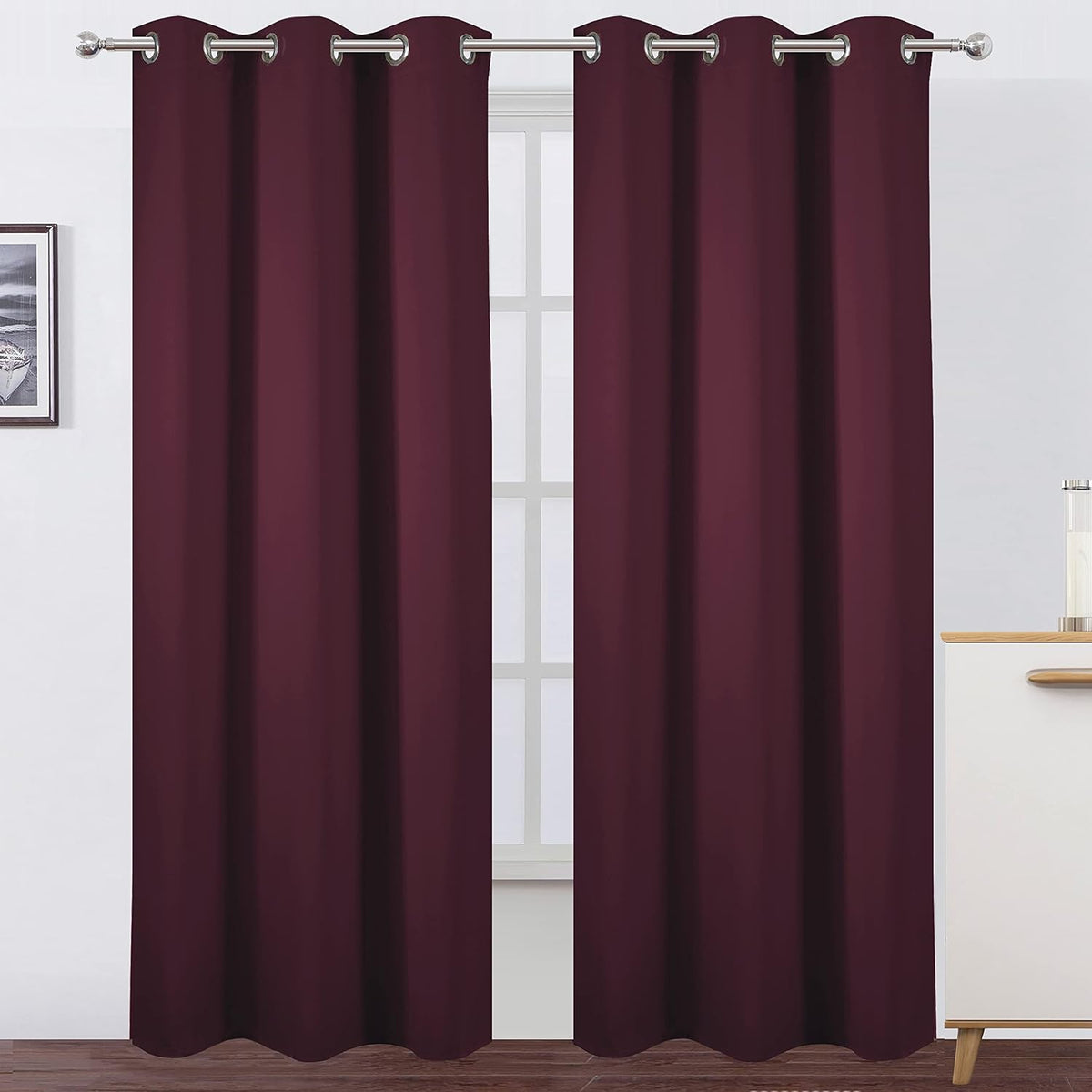 84"L x 38"W polyester curtains in Burgundy Red