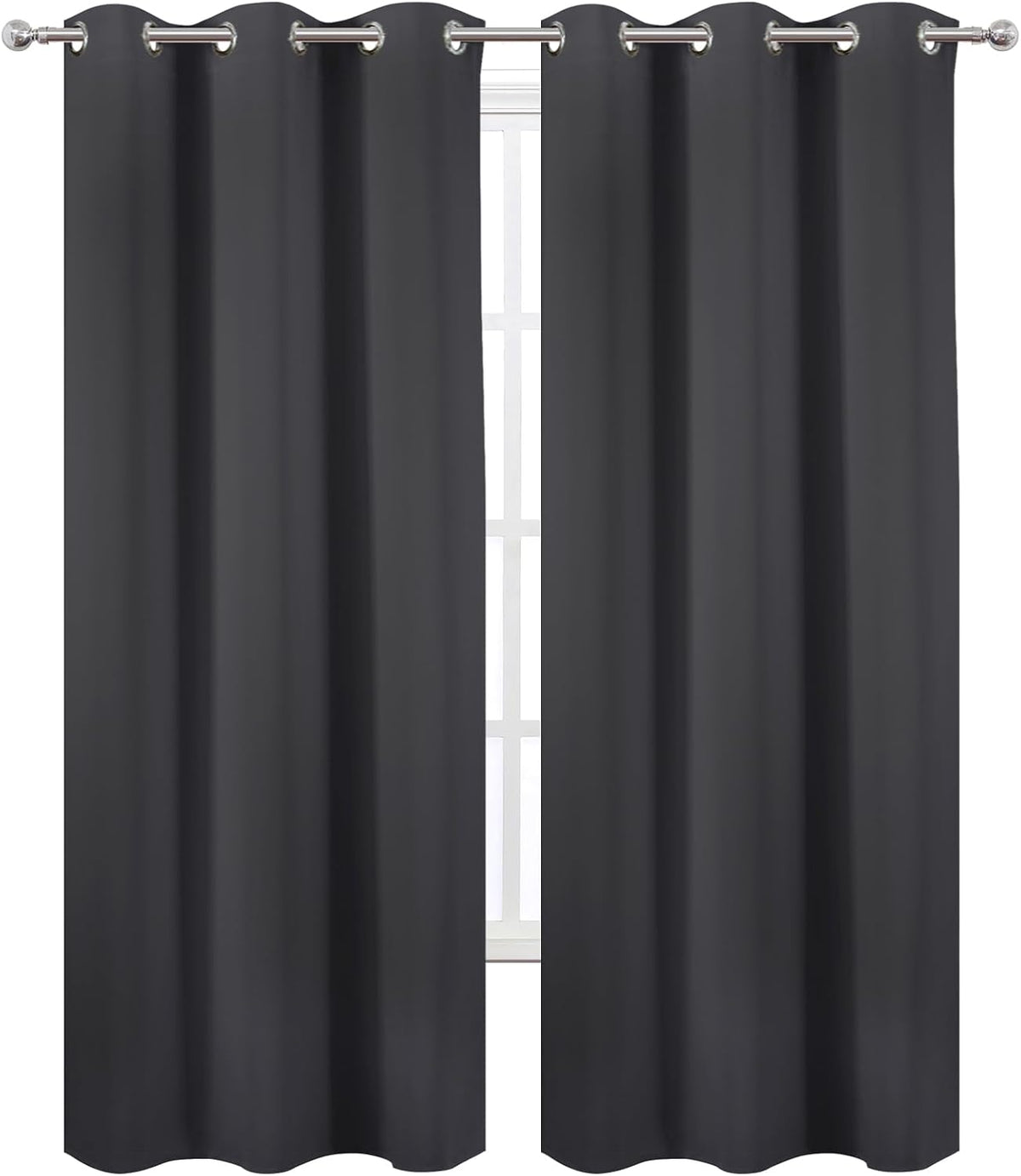 84"L x 38"W polyester curtains in Dark Grey, alternate view 2