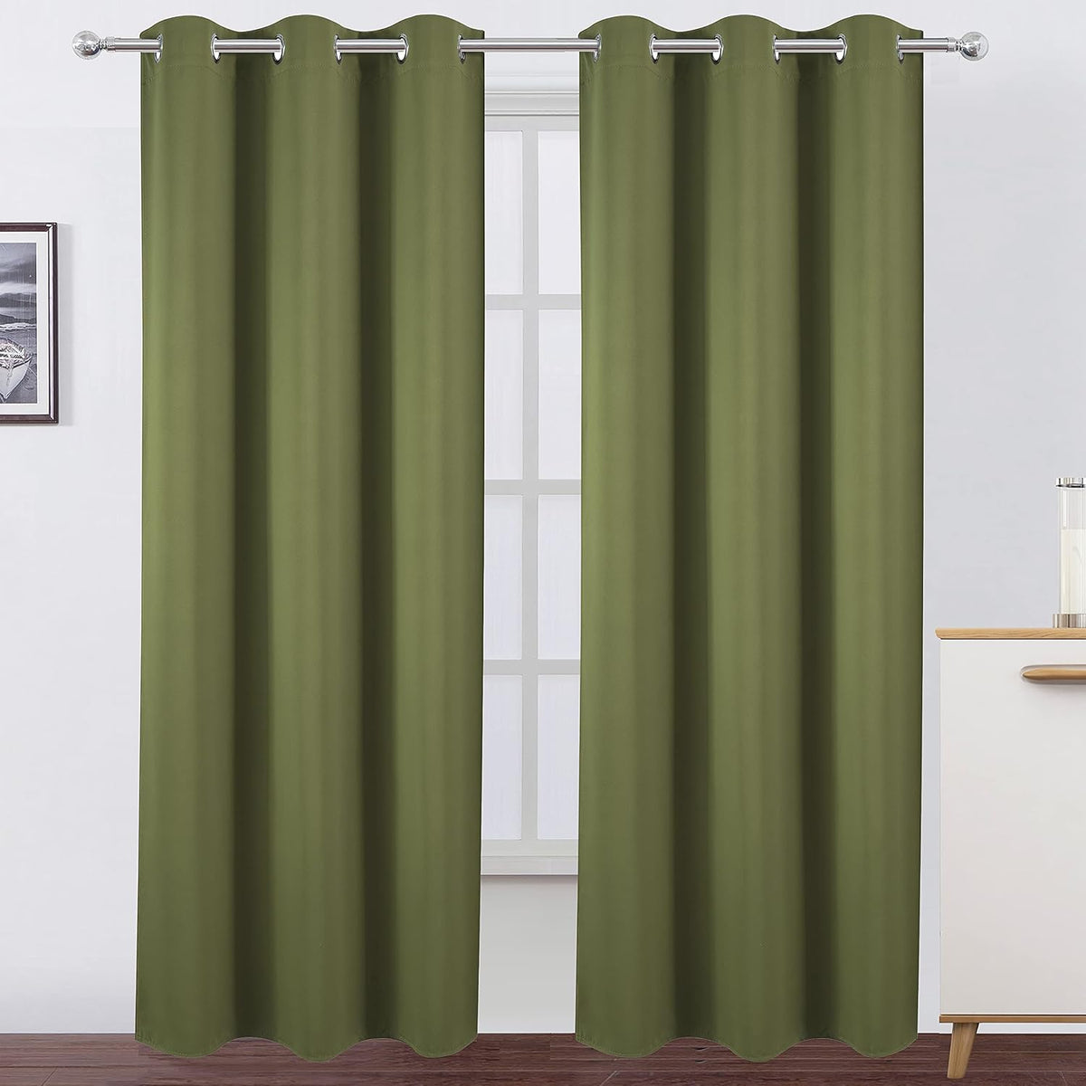 84"L x 38"W polyester curtains in Olive Green