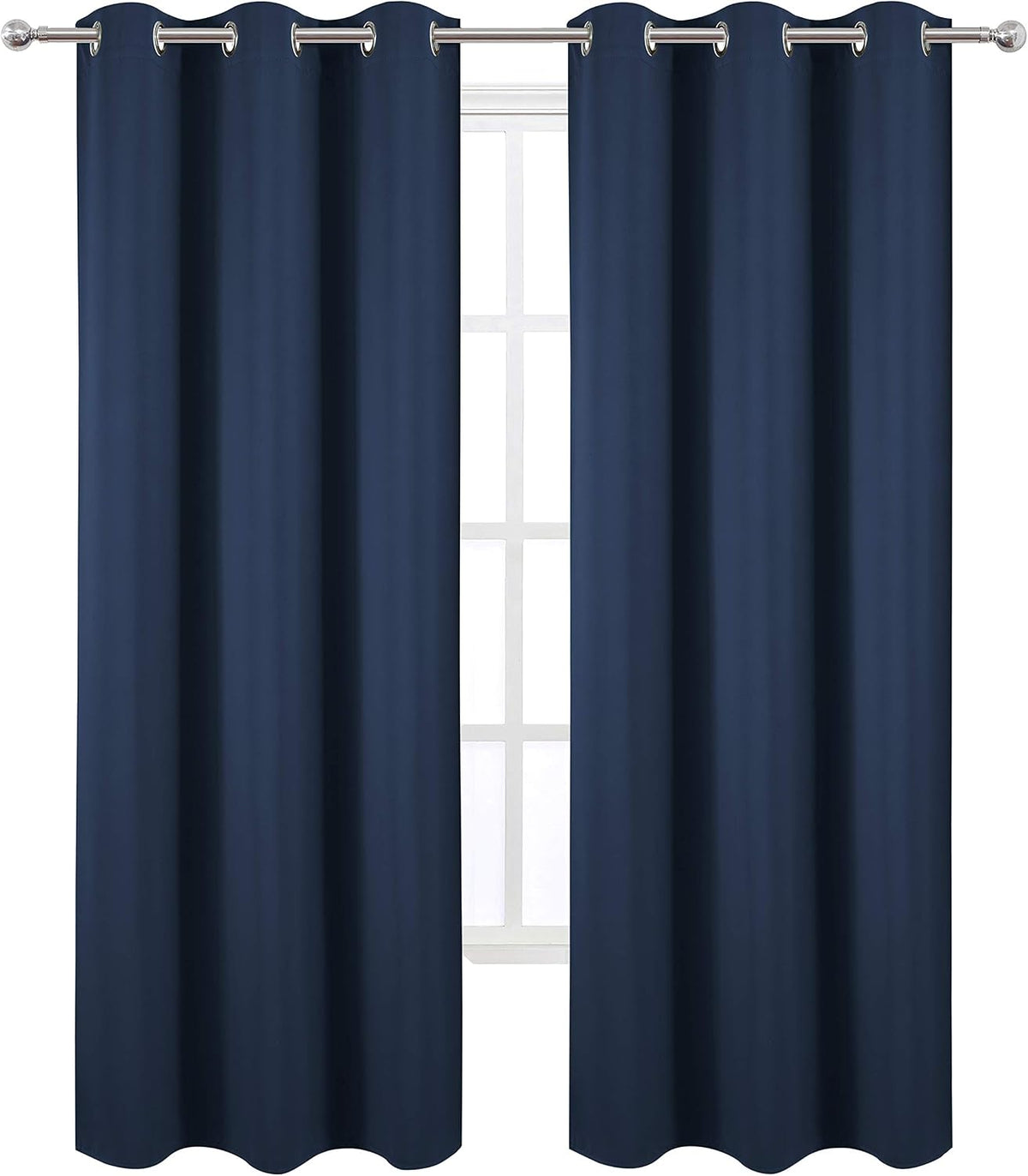 84"L x 42"W polyester curtains in Navy, alternate view 2