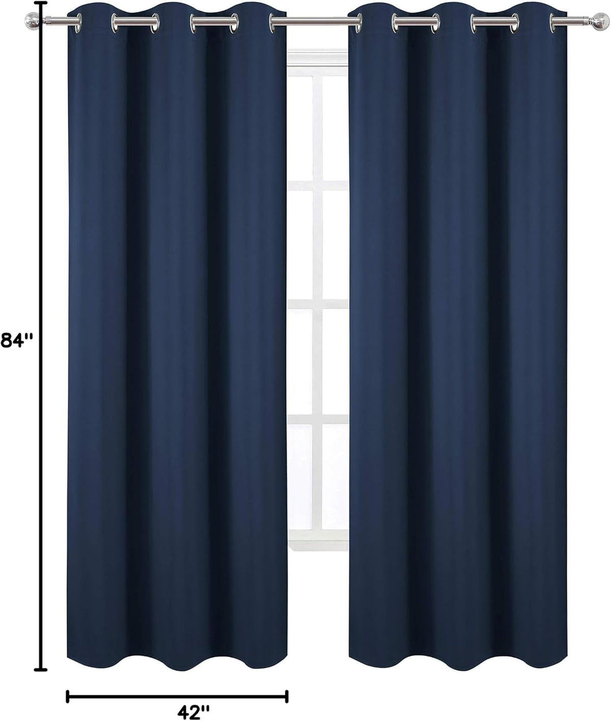 84"L x 42"W polyester curtains in Navy, alternate view 10