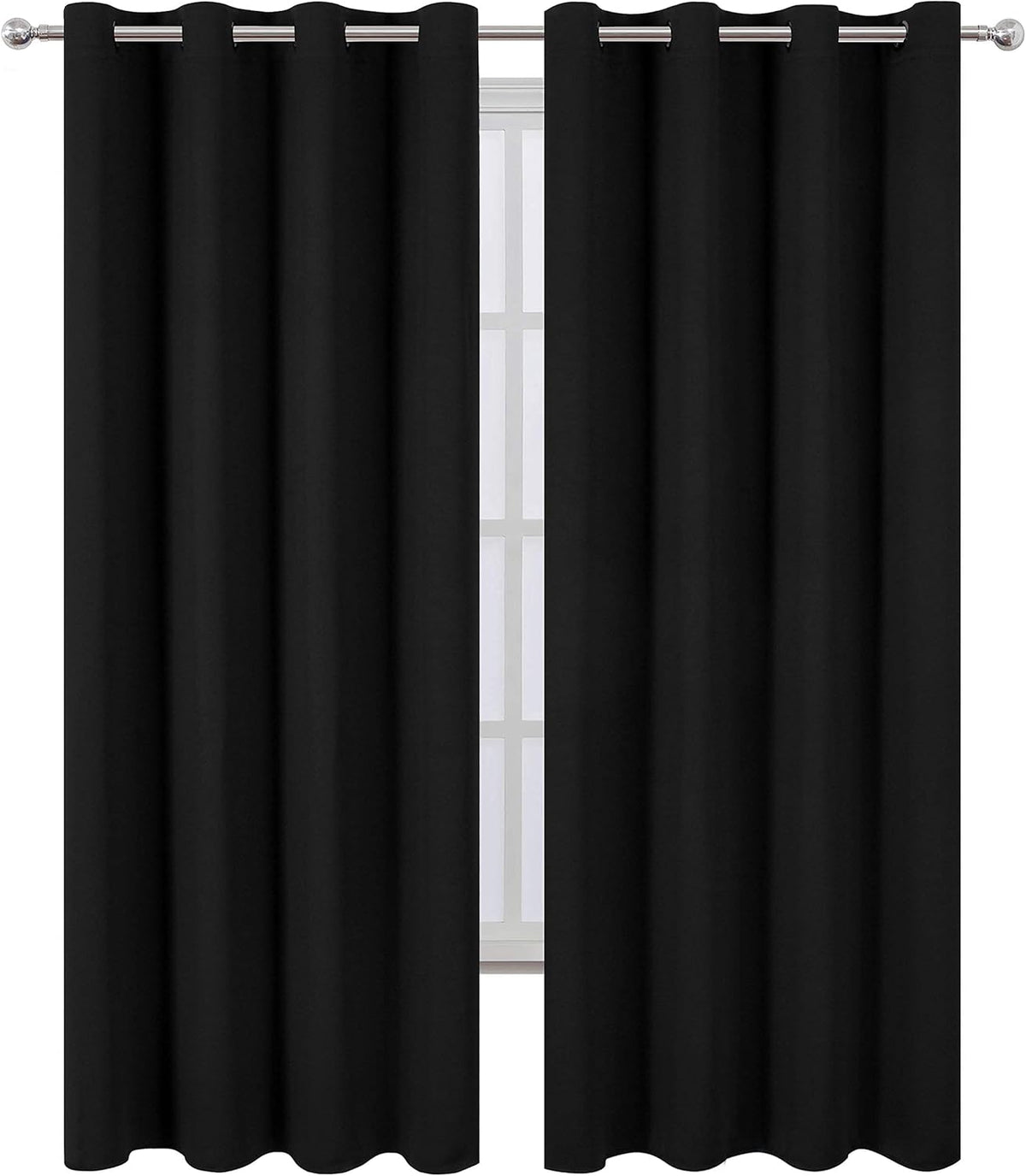 84"L x 52"W polyester curtains in Black, alternate view 2