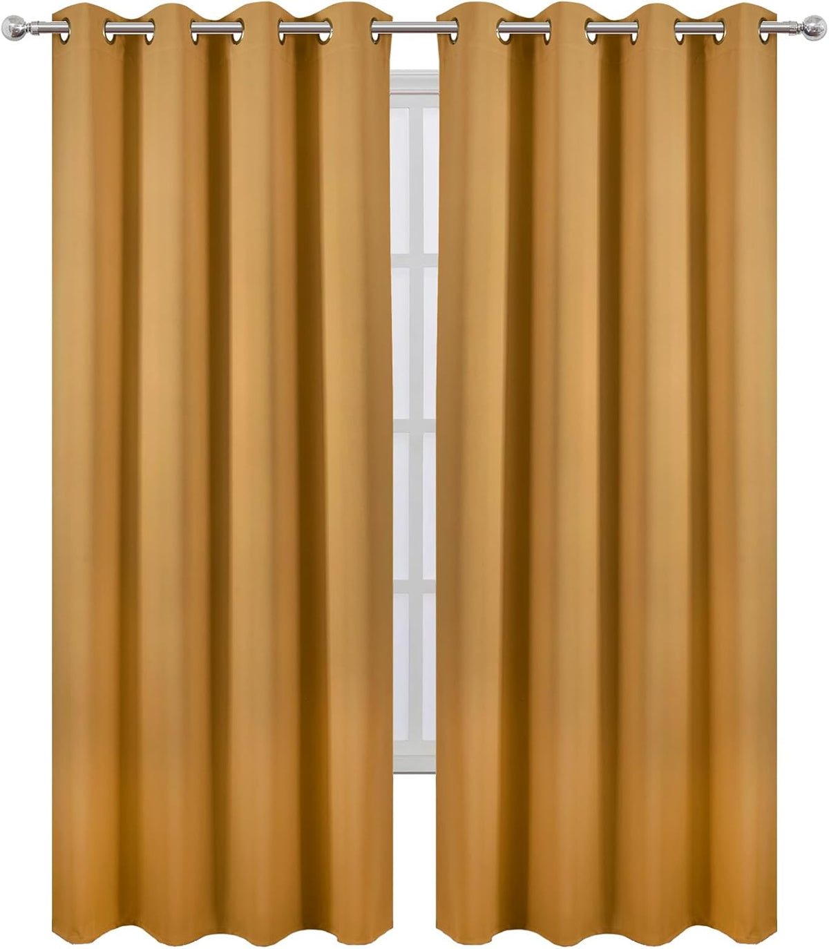 84"L x 52"W polyester curtains in Mustard Yellow, alternate view 2