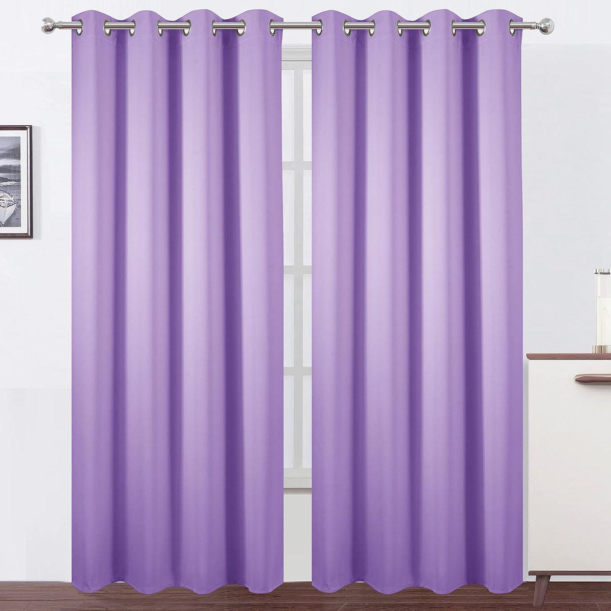 84"L x 66"W polyester curtains in Lavender
