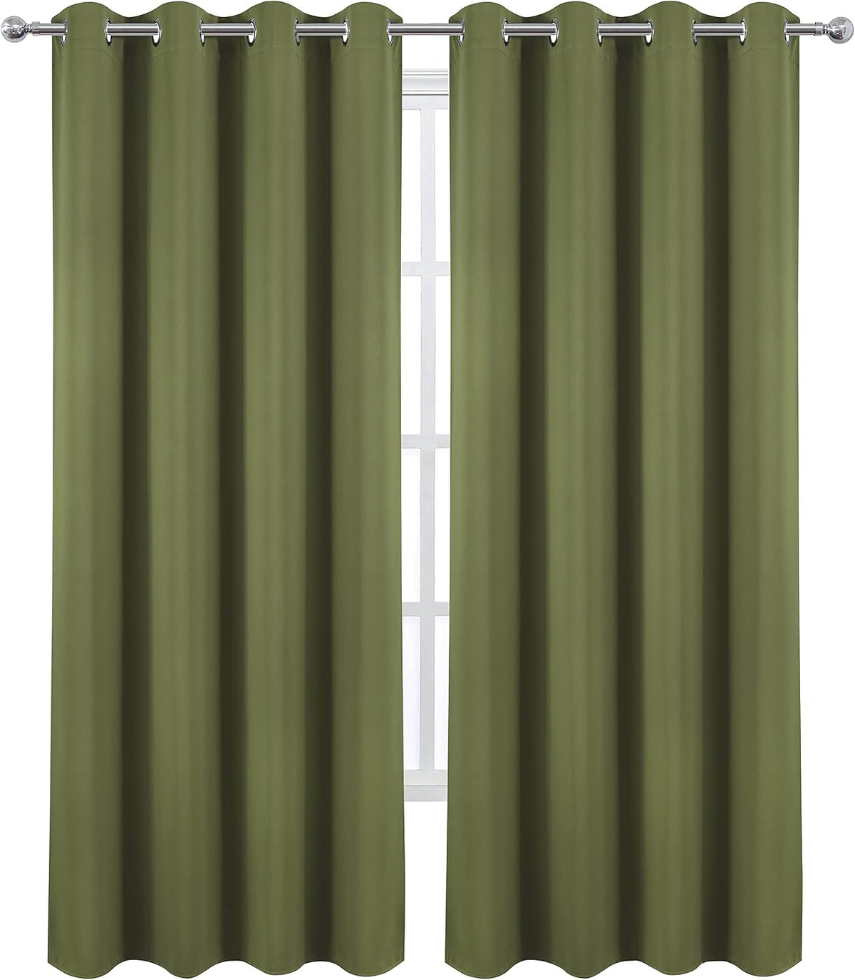 84"L x 66"W polyester curtains in Olive Green, alternate view 2