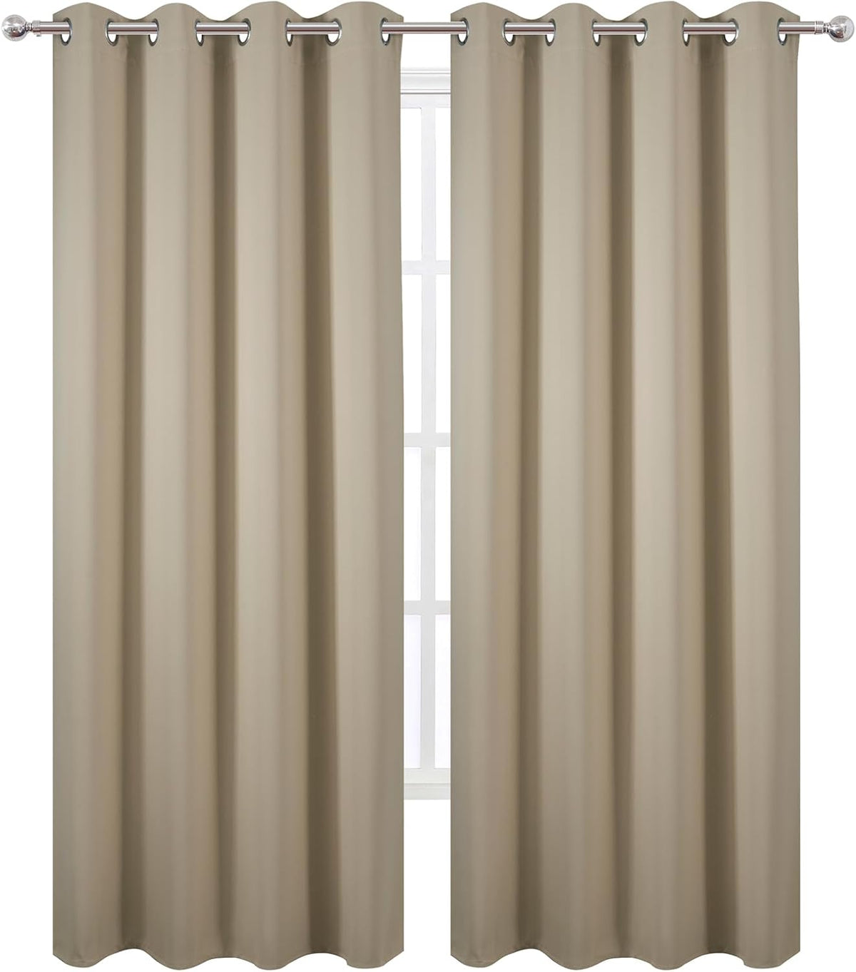 90"L x 52"W polyester curtains in Beige, alternate view 2