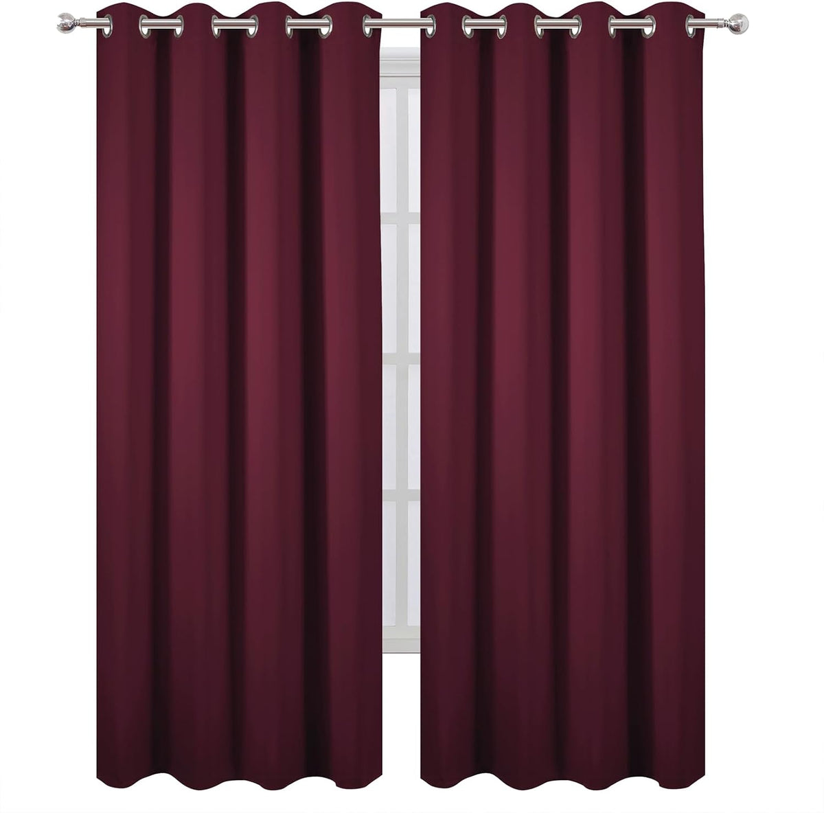 90"L x 52"W polyester curtains in Burgundy Red, alternate view 2
