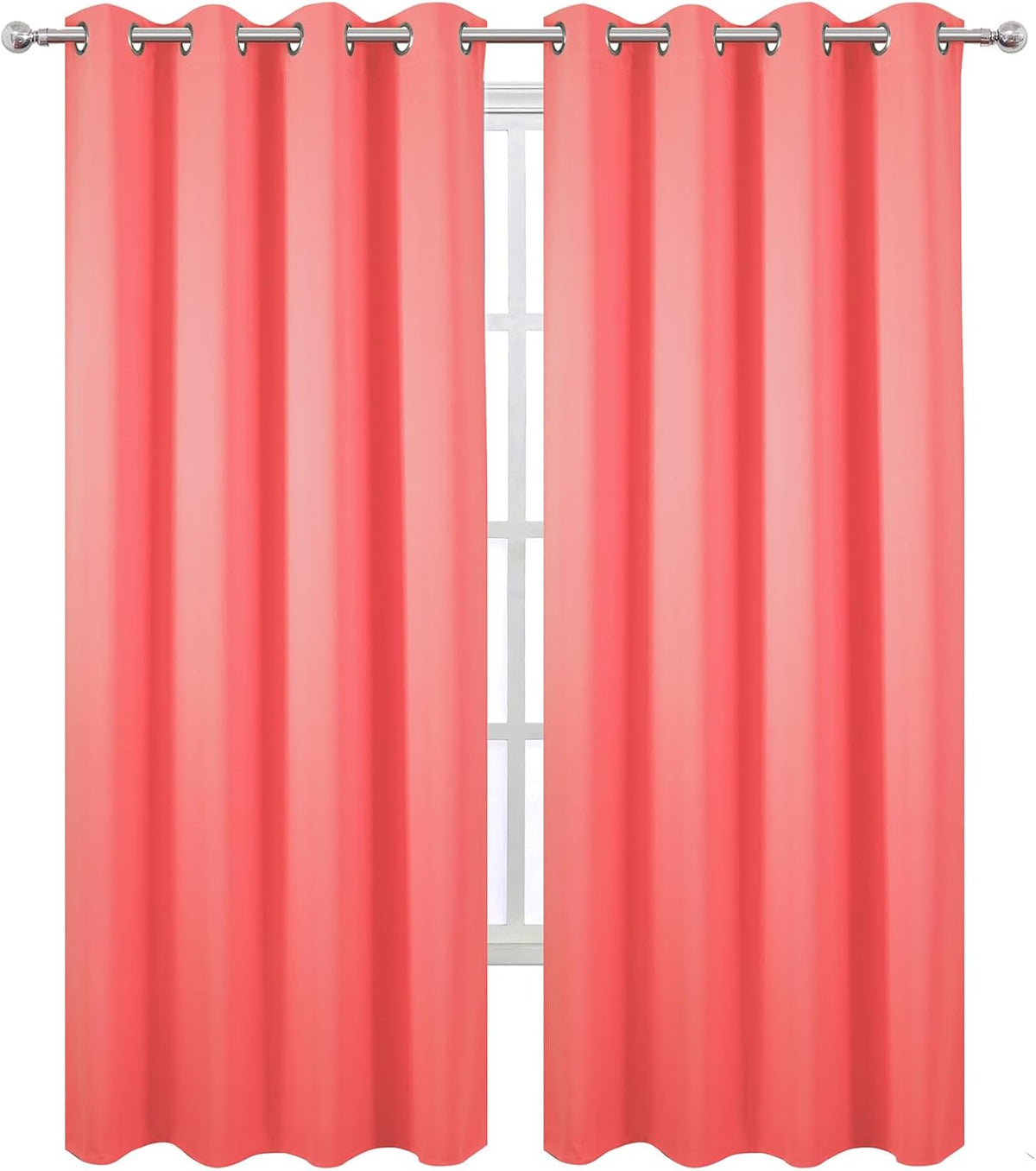 90"L x 52"W polyester curtains in Coral, alternate view 2