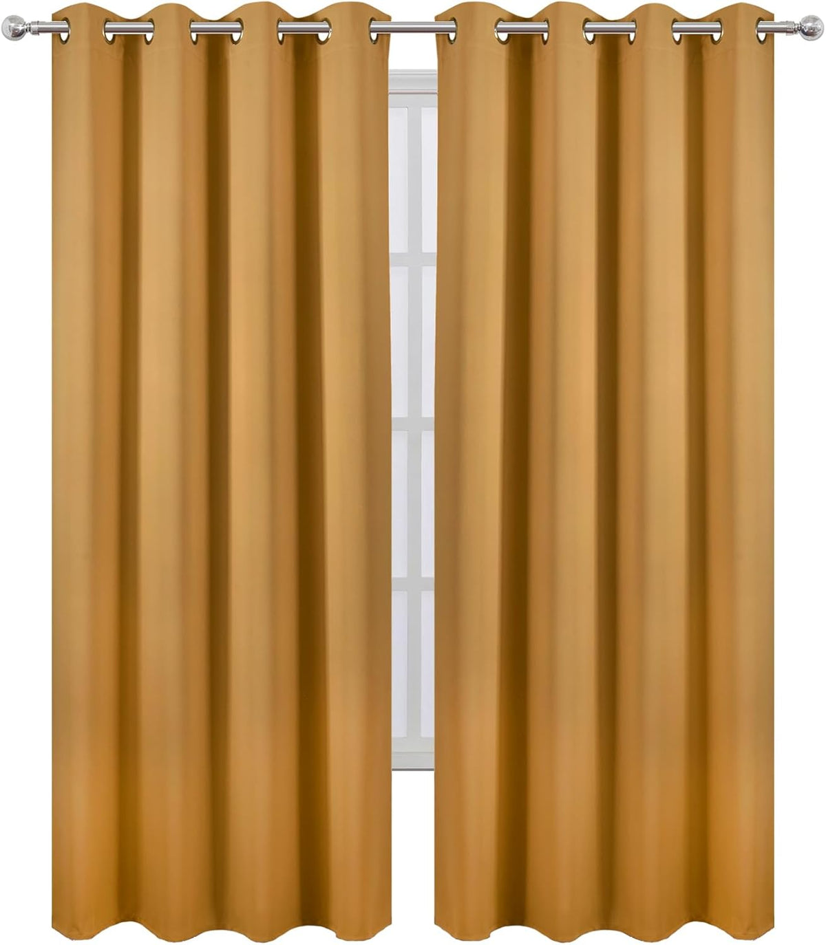 90"L x 52"W polyester curtains in Mustard Yellow, alternate view 2