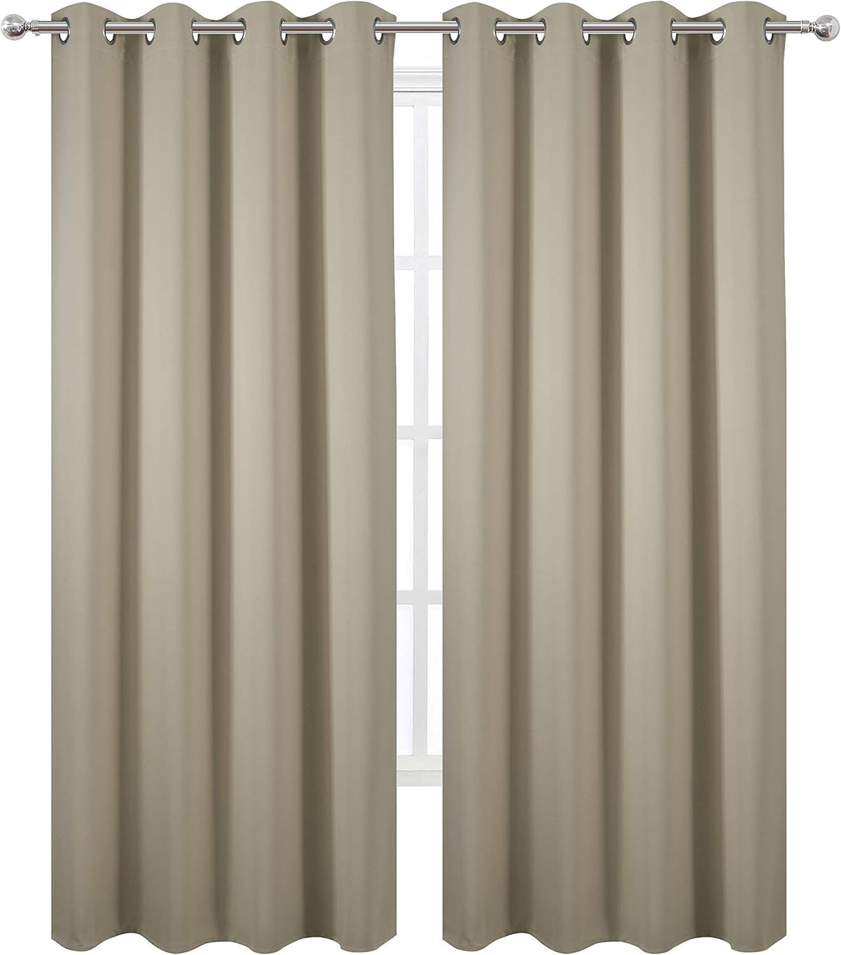 95"L x 52"W polyester curtains in Beige, alternate view 2