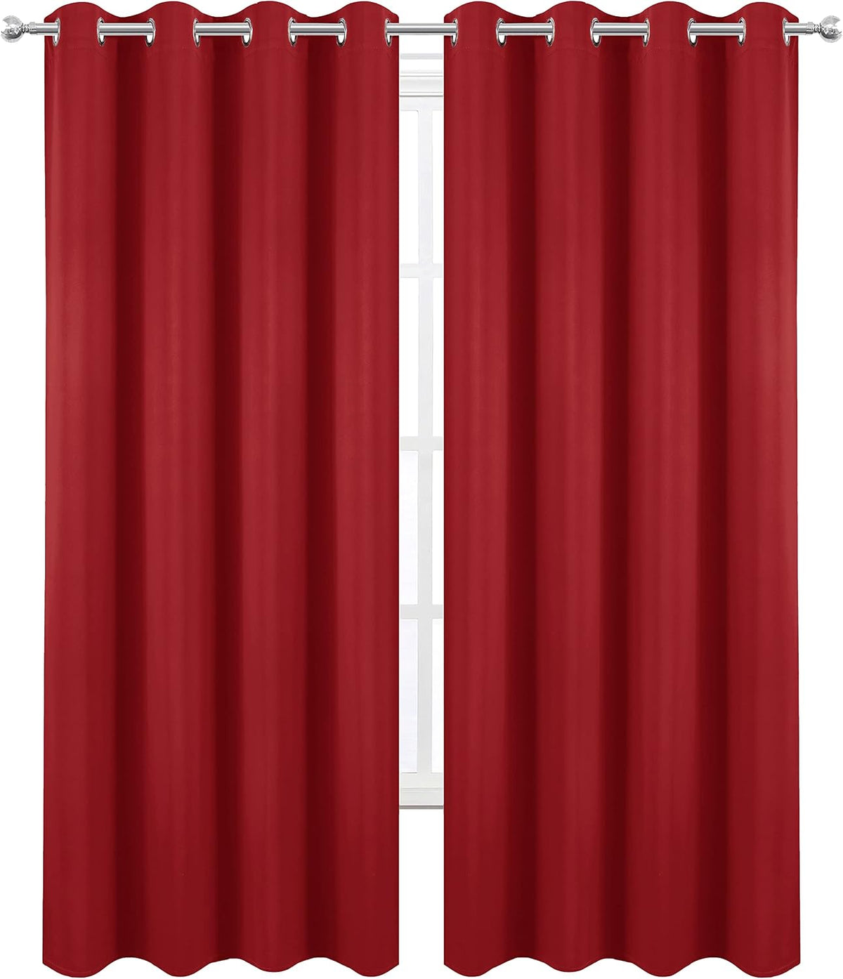 95"L x 52"W polyester curtains in Bright Red, alternate view 2