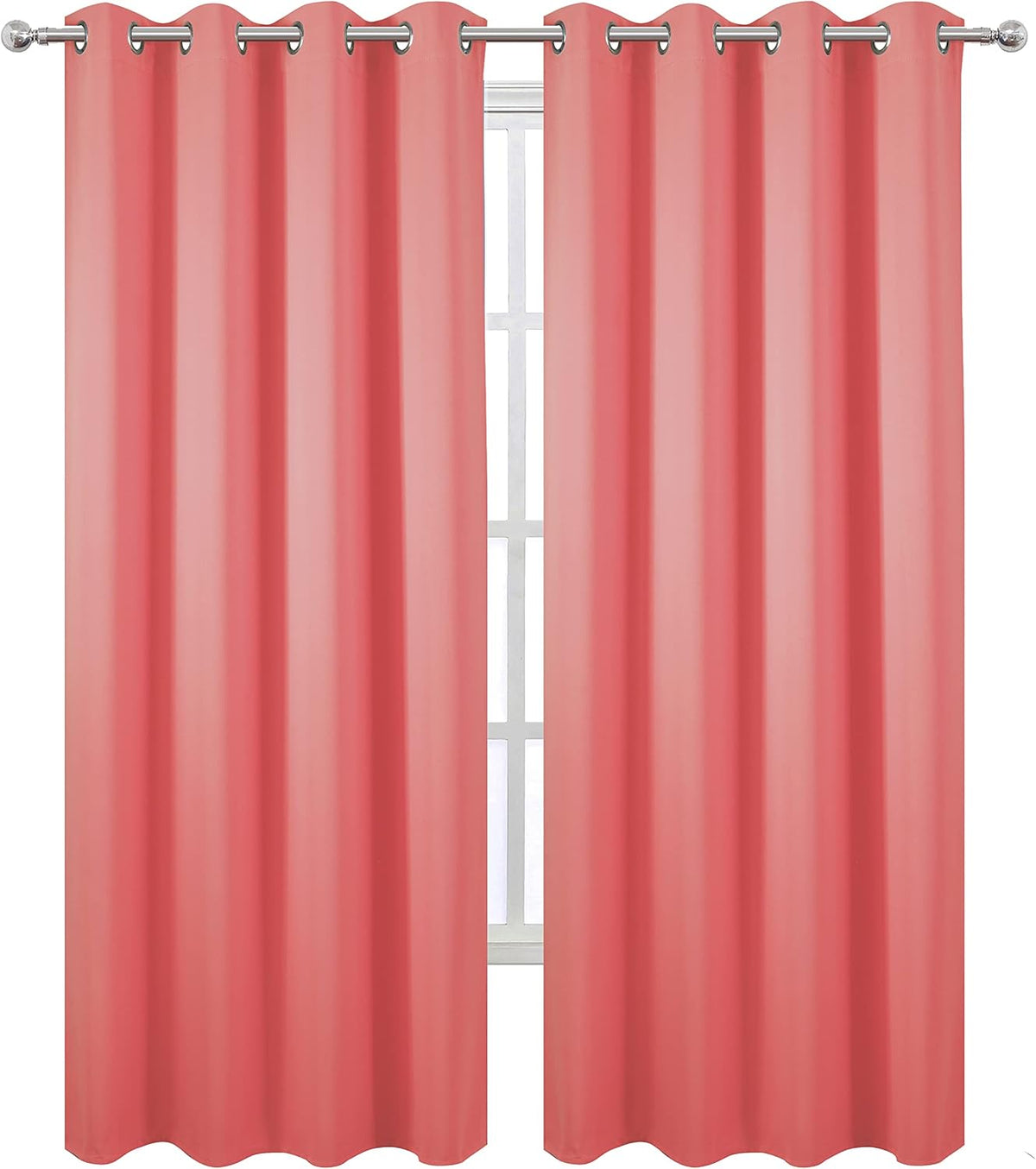 95"L x 52"W polyester curtains in Coral, alternate view 2