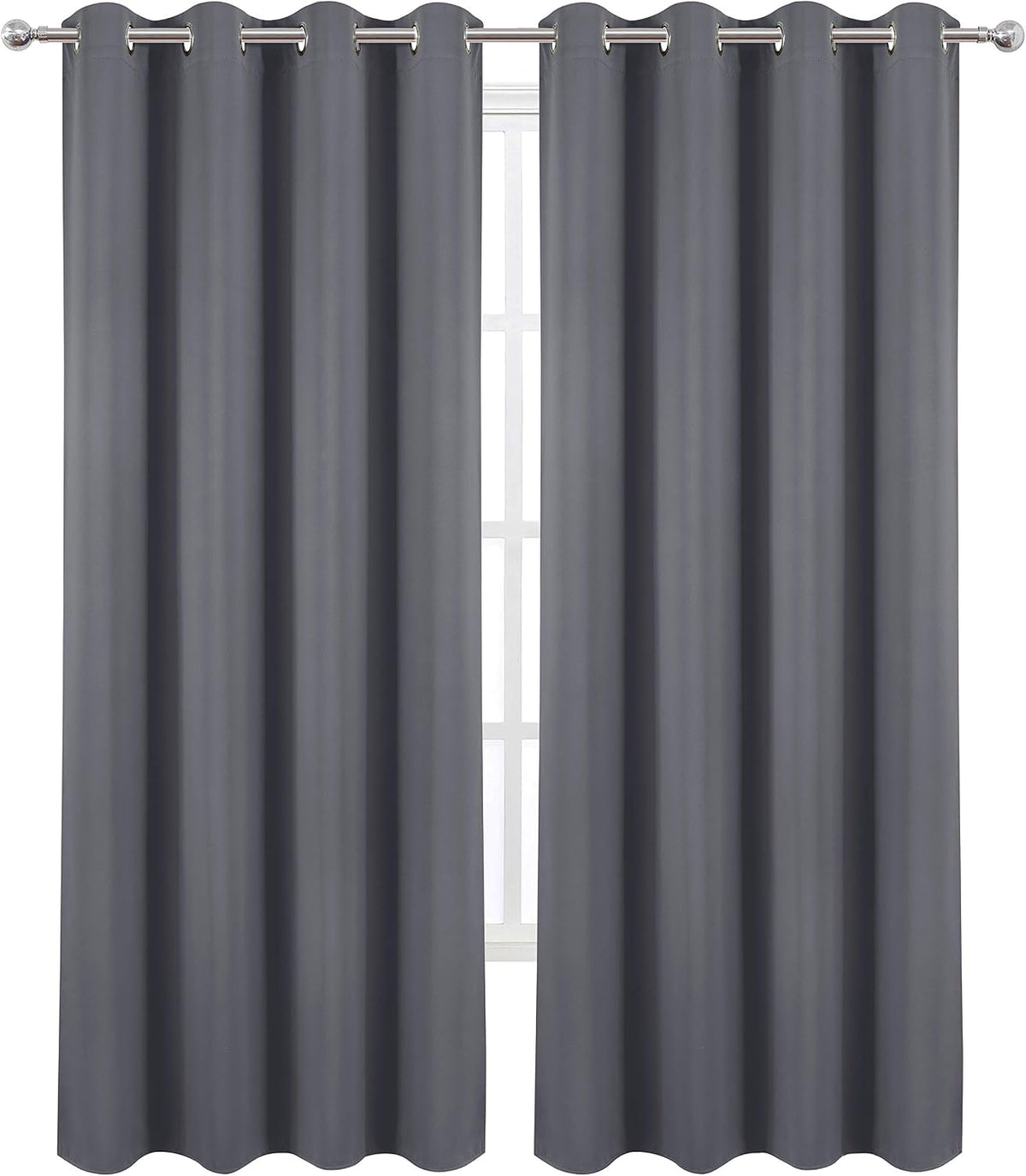 95"L x 52"W polyester curtains in Grey, alternate view 2