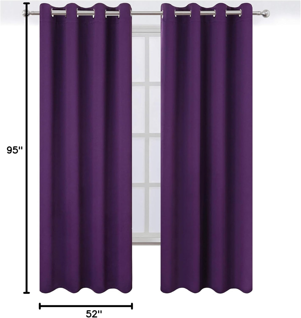 95"L x 52"W polyester curtains in Purple, alternate view 10