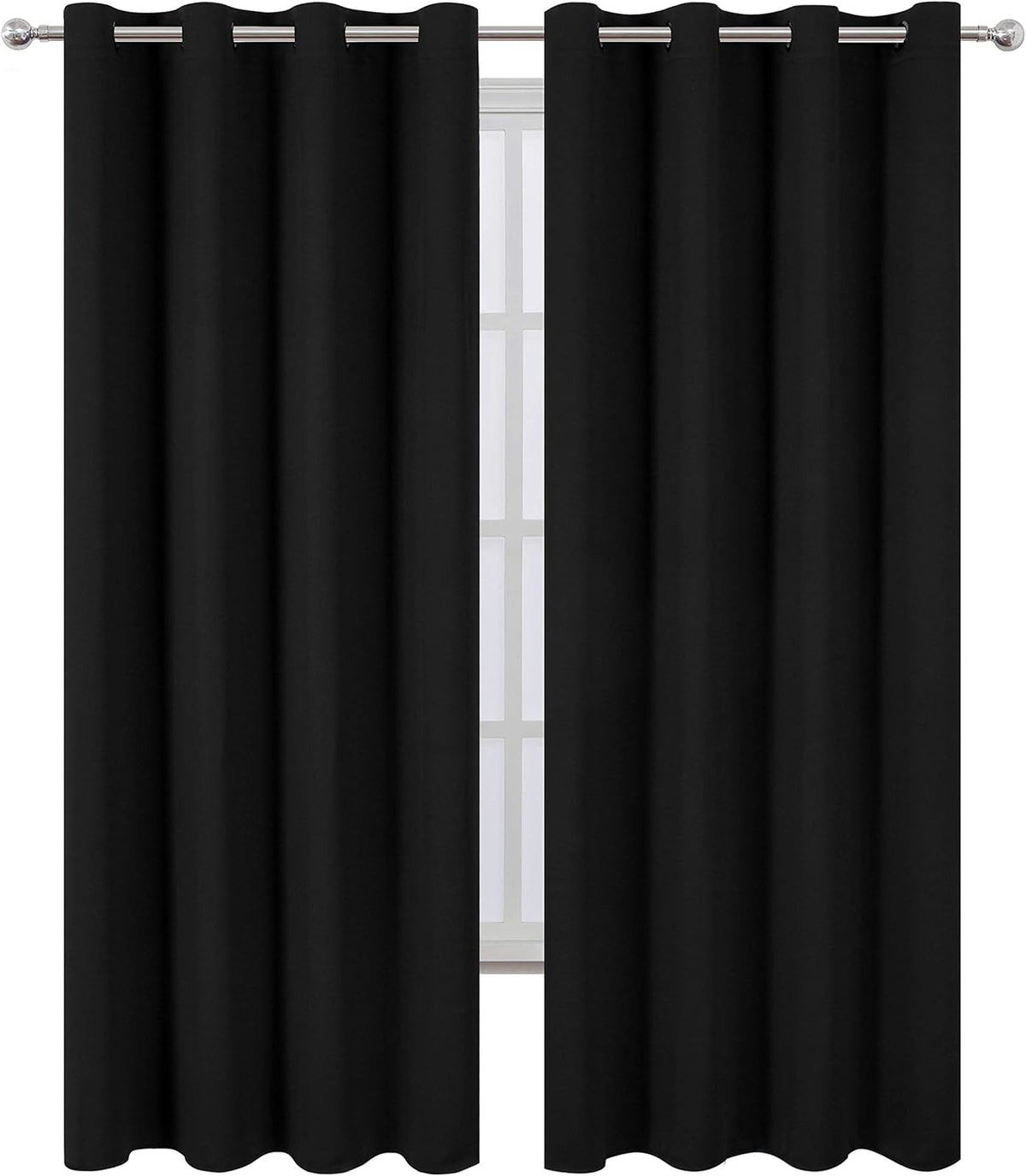 95"L x 66"W polyester curtains in Black, alternate view 2