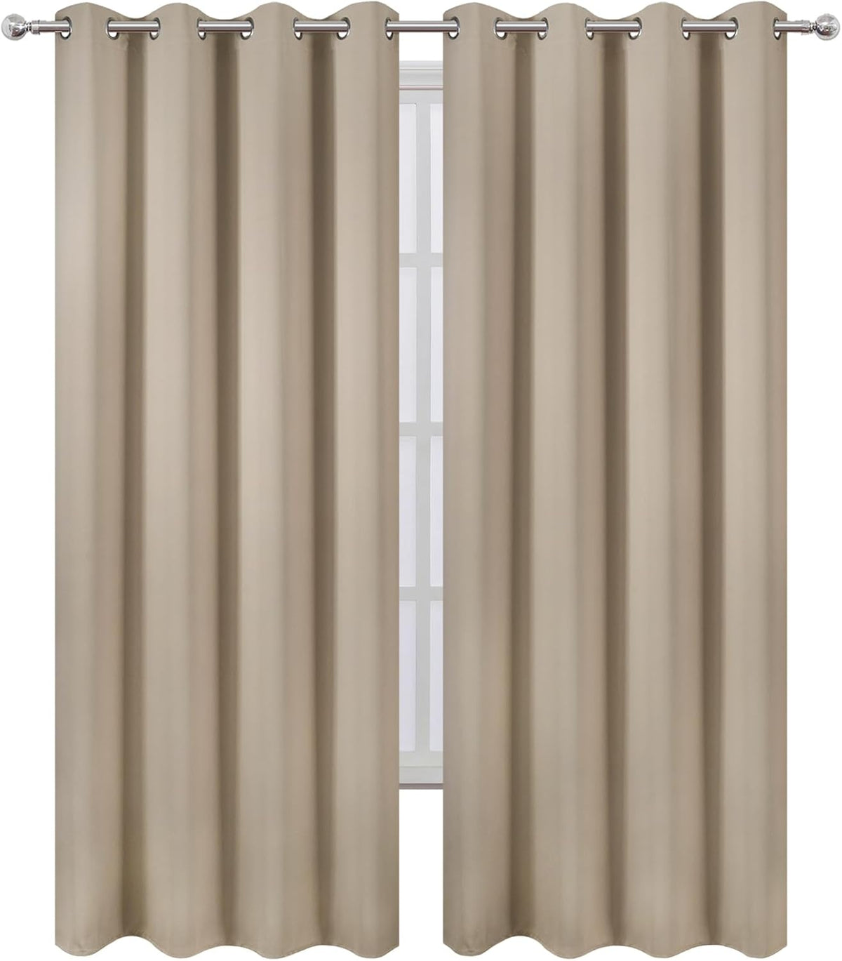 95"L x 66"W polyester curtains in Khaki, alternate view 2
