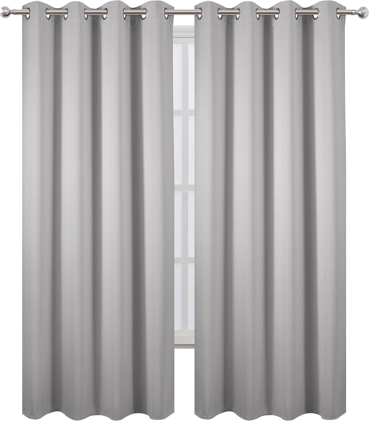 95"L x 66"W polyester curtains in Light Grey, alternate view 2
