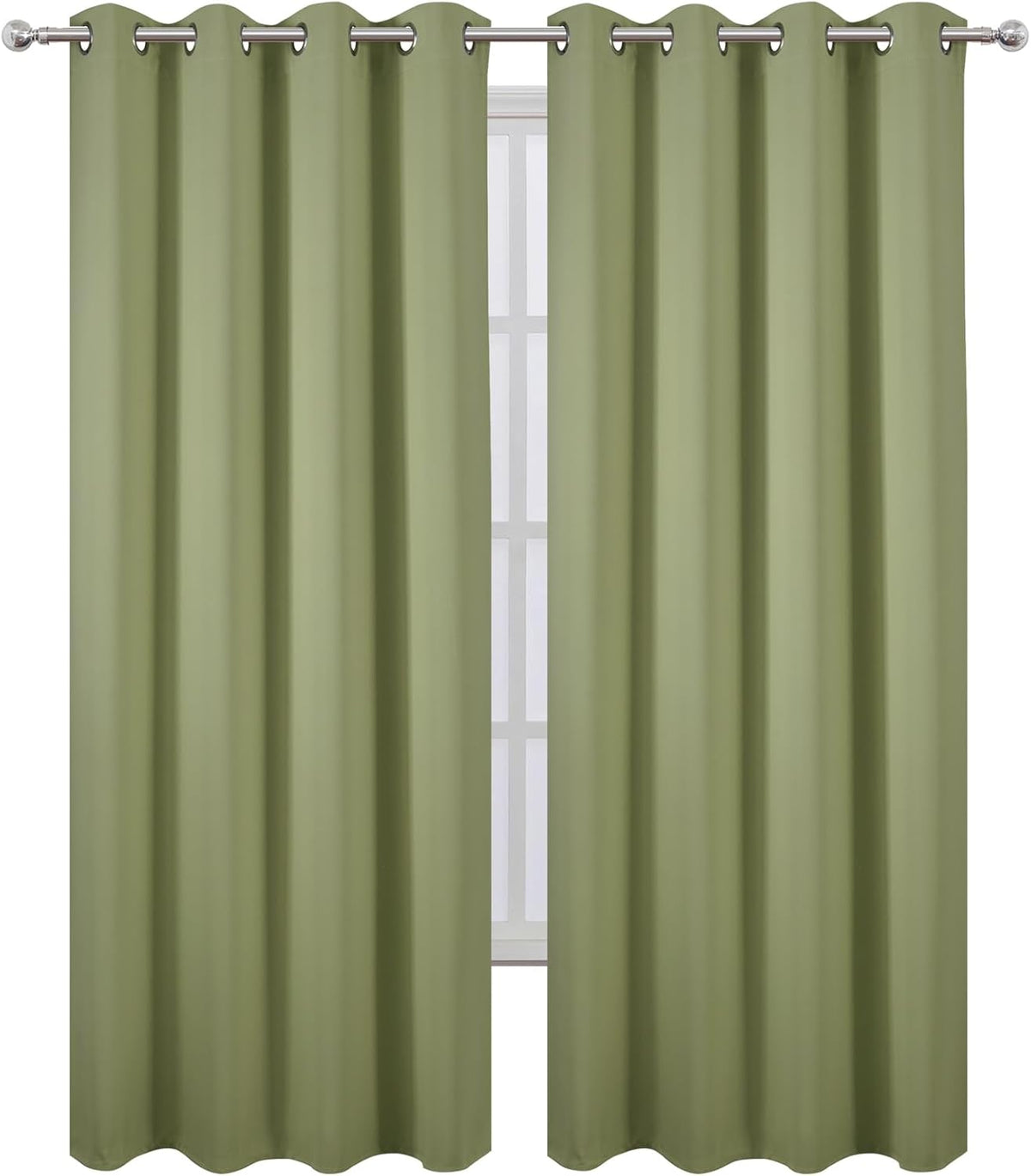95"L x 66"W polyester curtains in Sage Green, alternate view 2