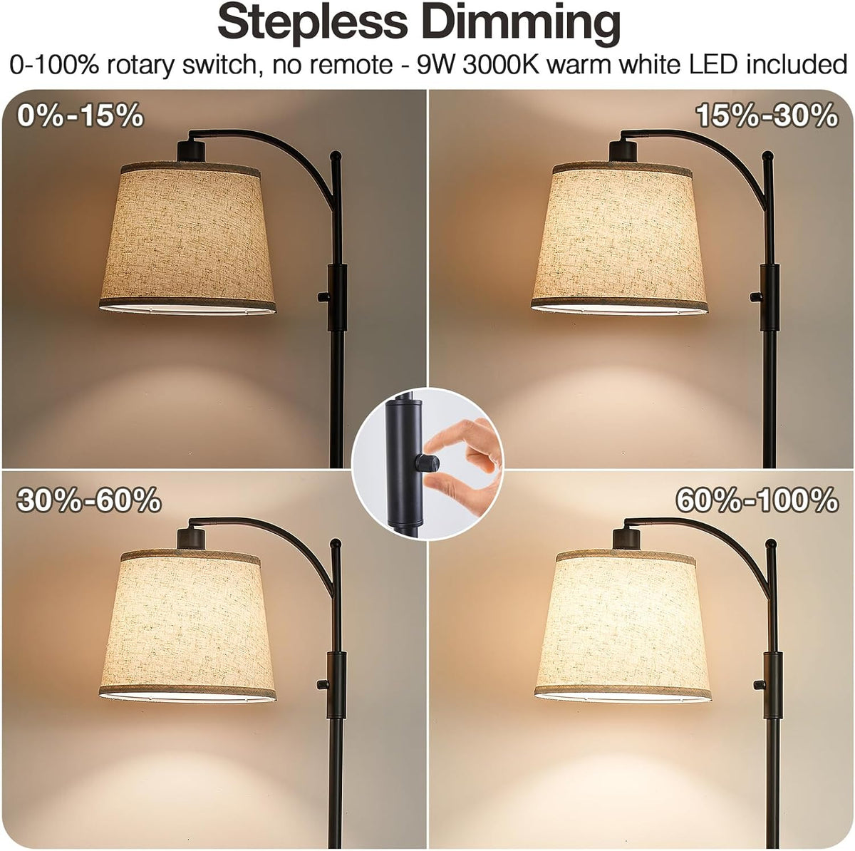11"D x 15.7"W x 66.1"H metal floor lamps, alternate view 3