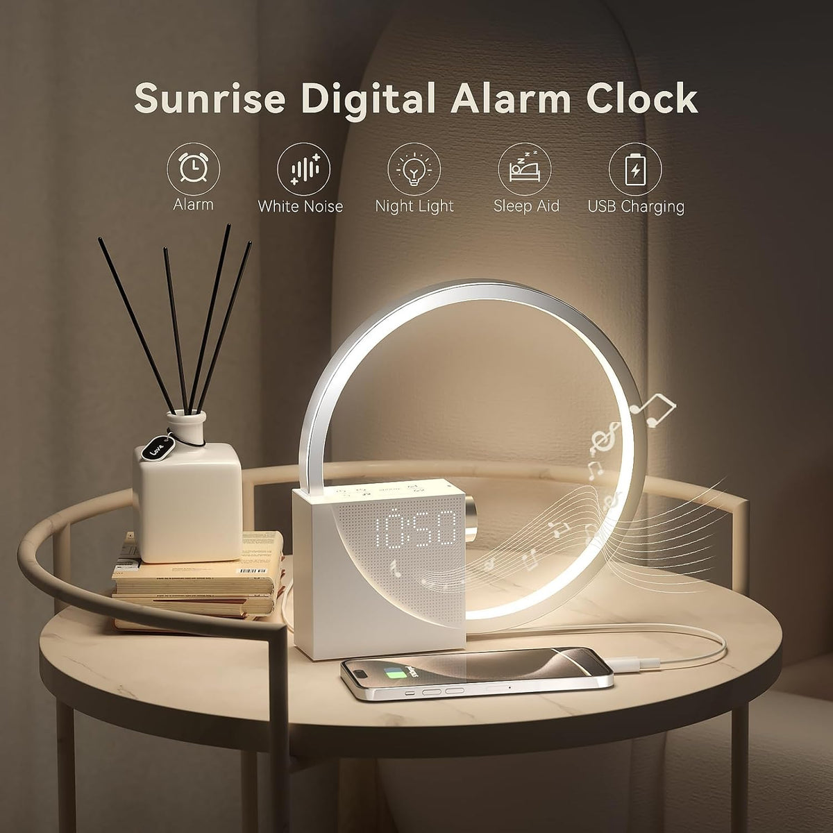 2"W x 8.9"H alarm clocks in Silver, alternate view 2