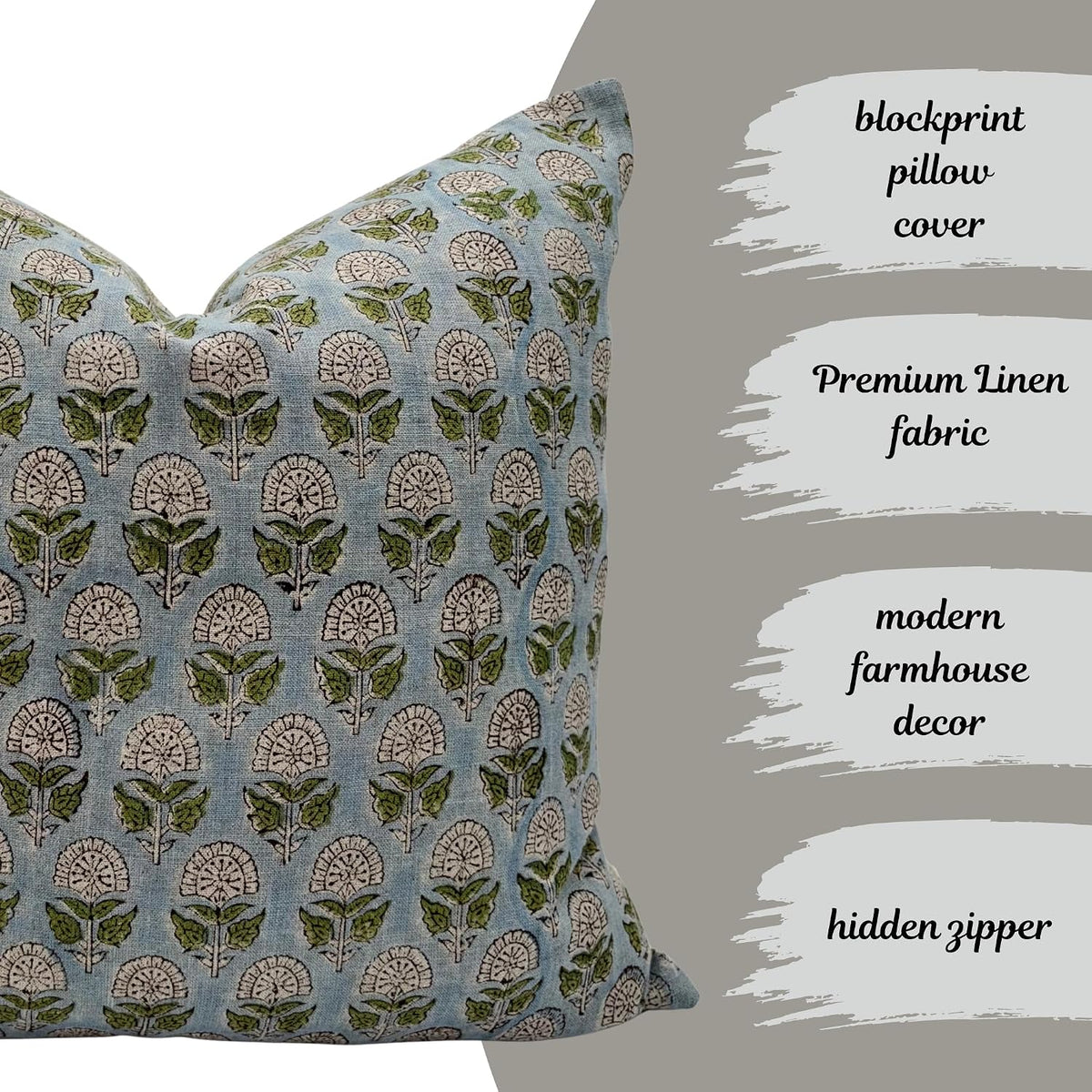 20"L x 20"W linen throw pillow accessories in Cloud Blue-spring Green, alternate view 4