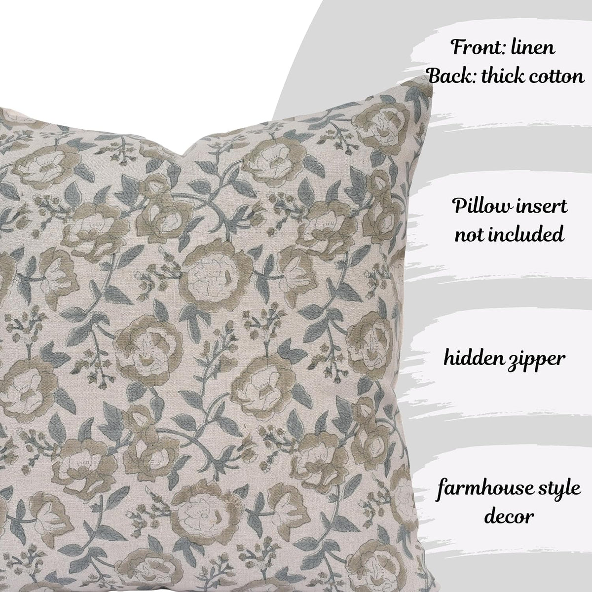 20"L x 20"W linen throw pillow accessories in Sage Green - Teal Blue, alternate view 5