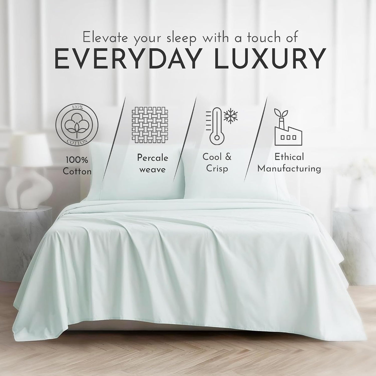 King cotton bedding sets in Sea Green, alternate view 2