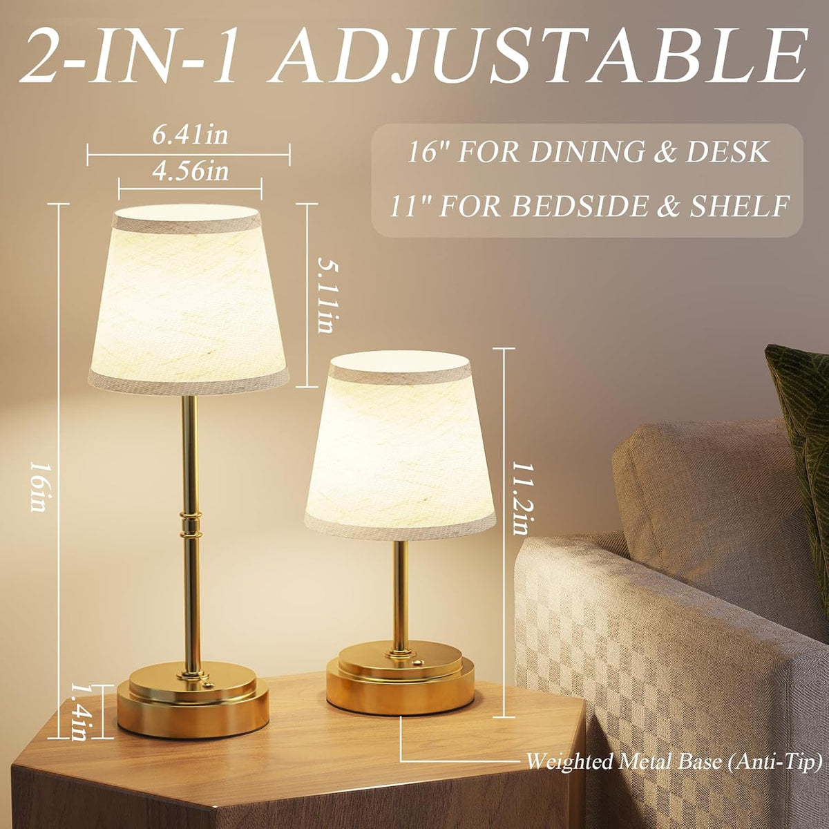 6.41"D x 6.41"W x 16"H metal table lamps, alternate view 6