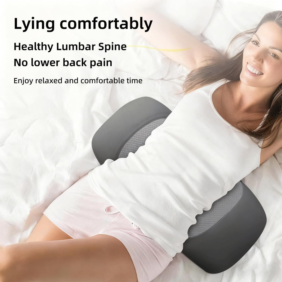 memory foam lumbar roll cushions in Black Grey, alternate view 8