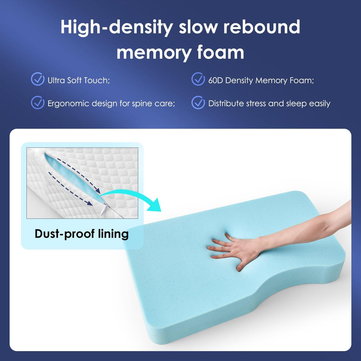 Small memory foam knee & leg pillows in White, alternate view 6