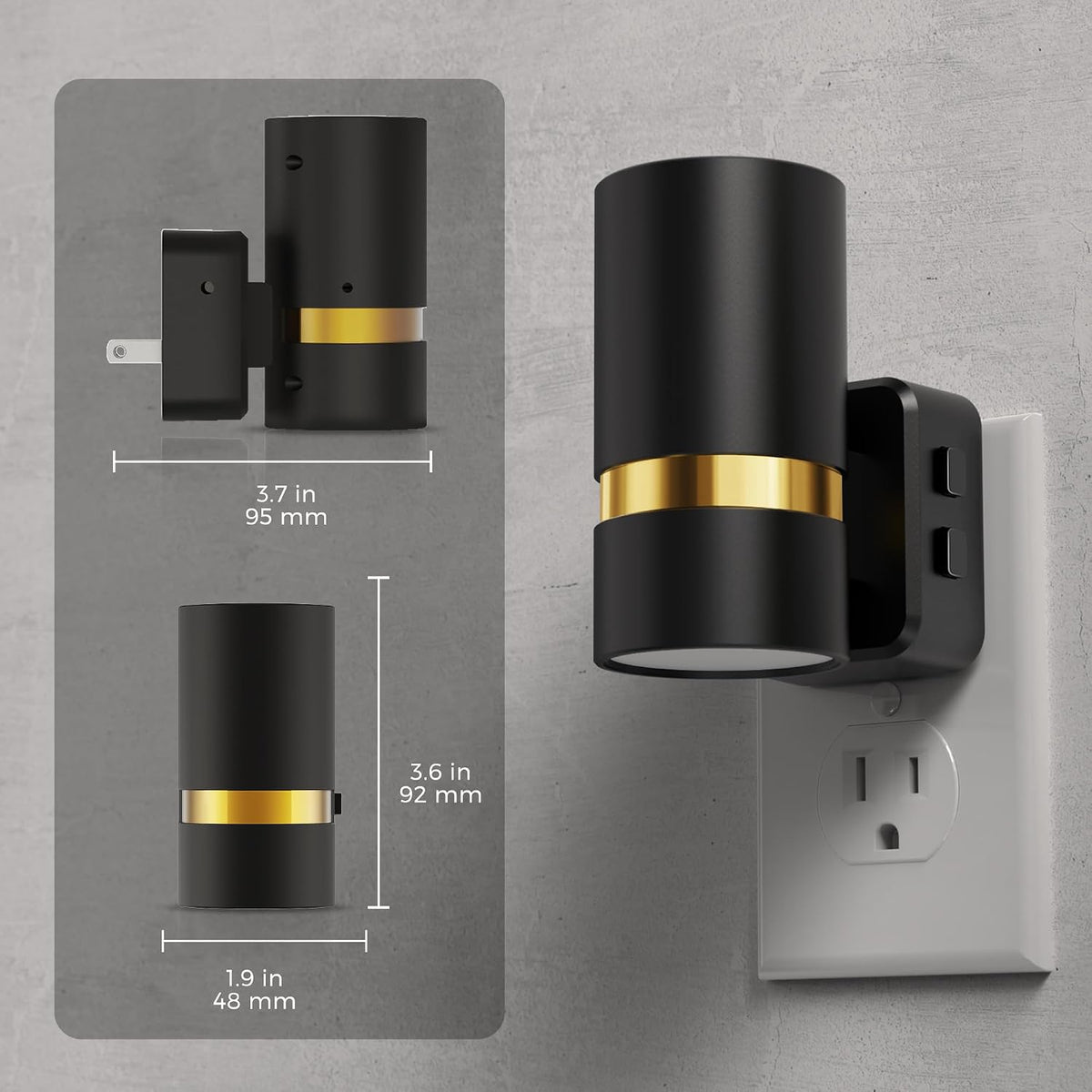 2.04"D x 3.62"W x 3.74"H plastic night lights & ambient lighting, alternate view 7