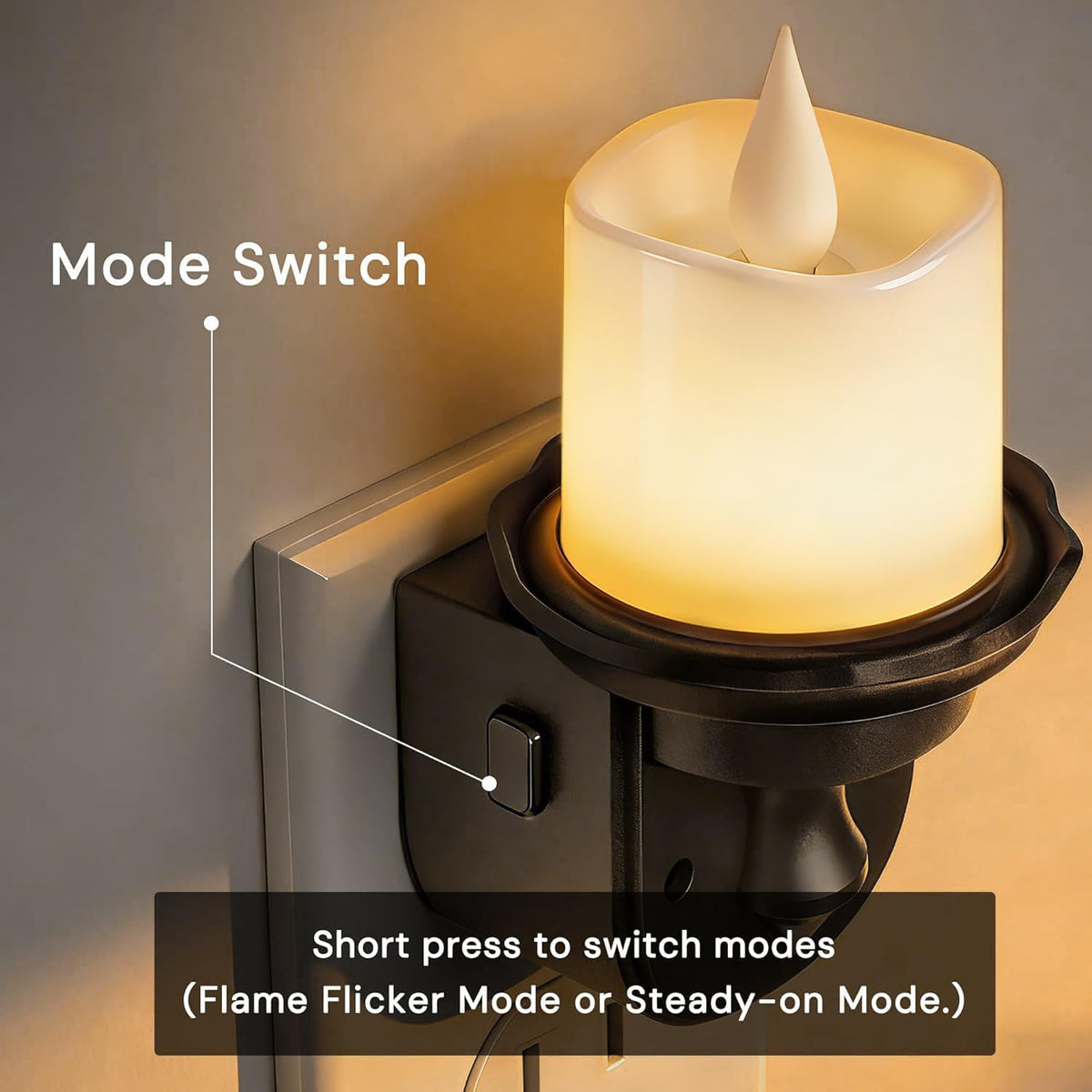 2.95 x 2.16 x 4.05 inches night lights & ambient lighting in Charcoal, alternate view 5