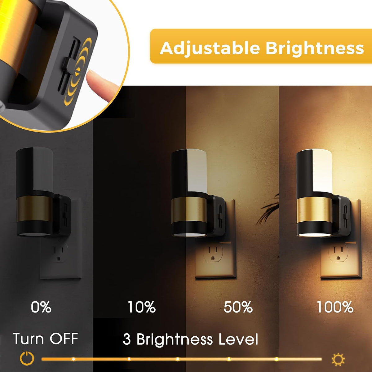 4.52"D x 2.08"W x 2.16"H plastic night lights & ambient lighting, alternate view 4
