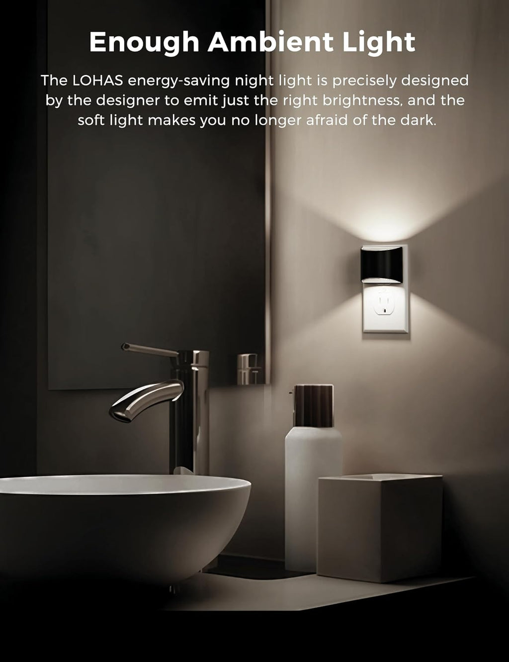 plastic night lights & ambient lighting in Black, alternate view 2