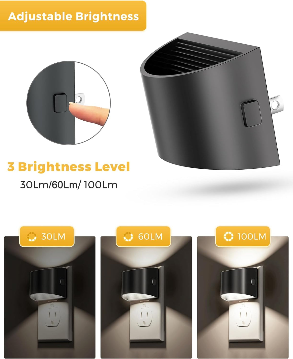 plastic night lights & ambient lighting in Black, alternate view 5