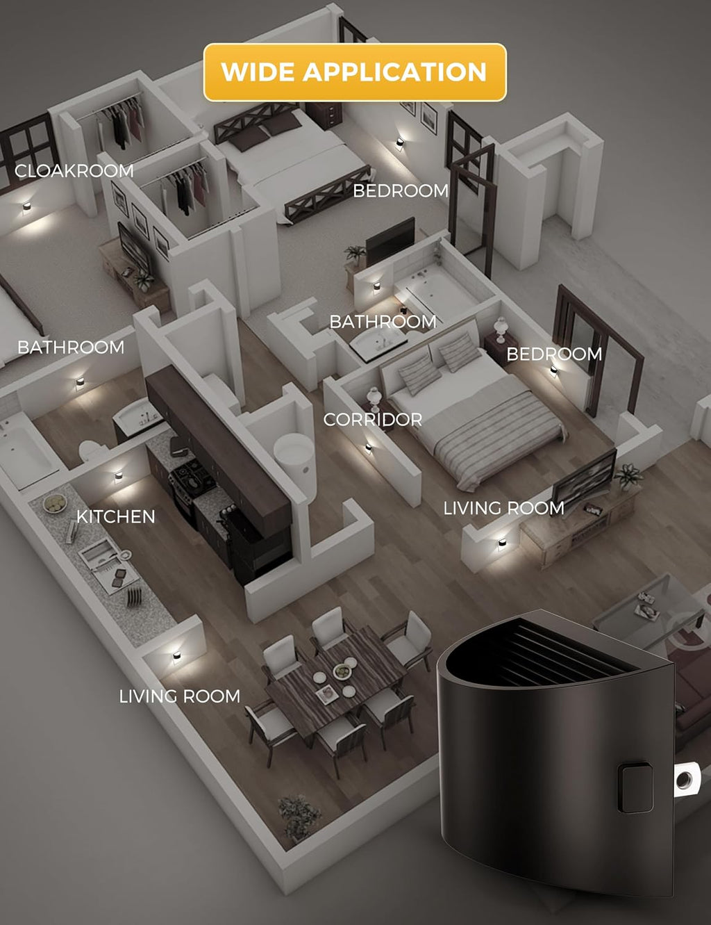 plastic night lights & ambient lighting in Black, alternate view 7