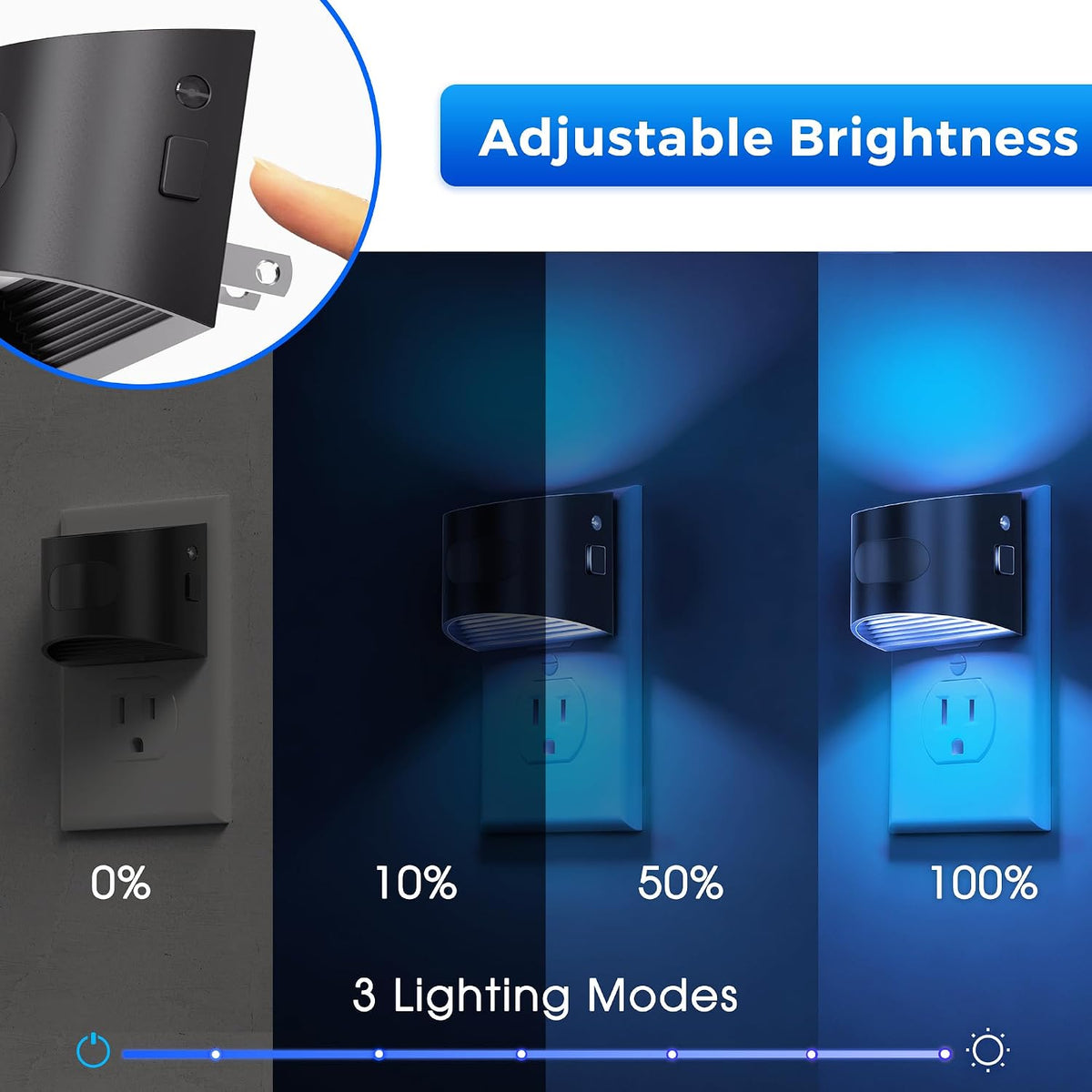 plastic night lights & ambient lighting in Black, alternate view 4