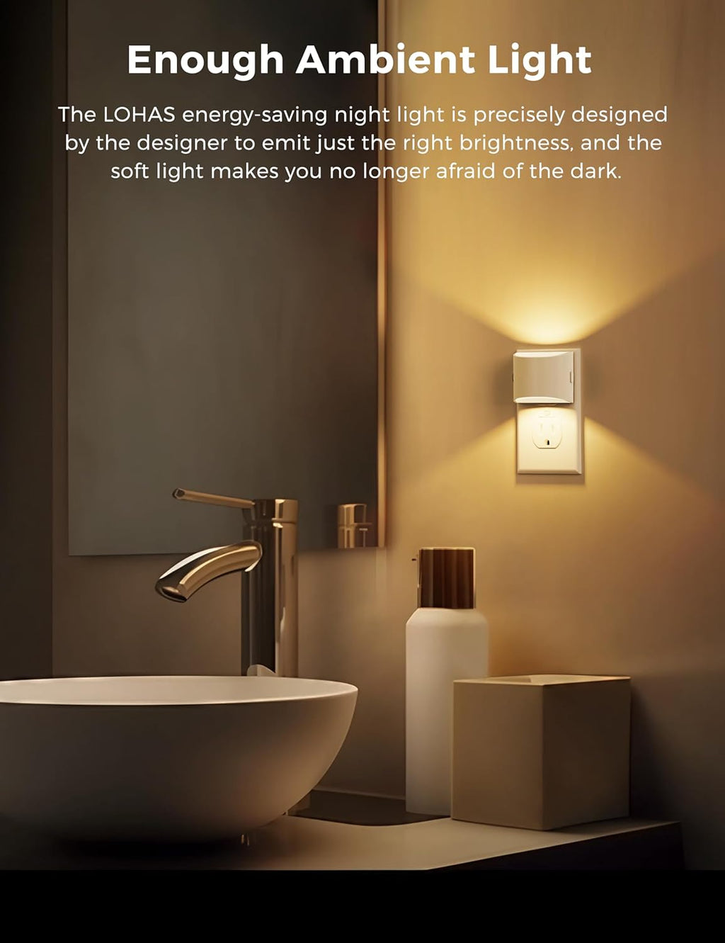 plastic night lights & ambient lighting in White, alternate view 2