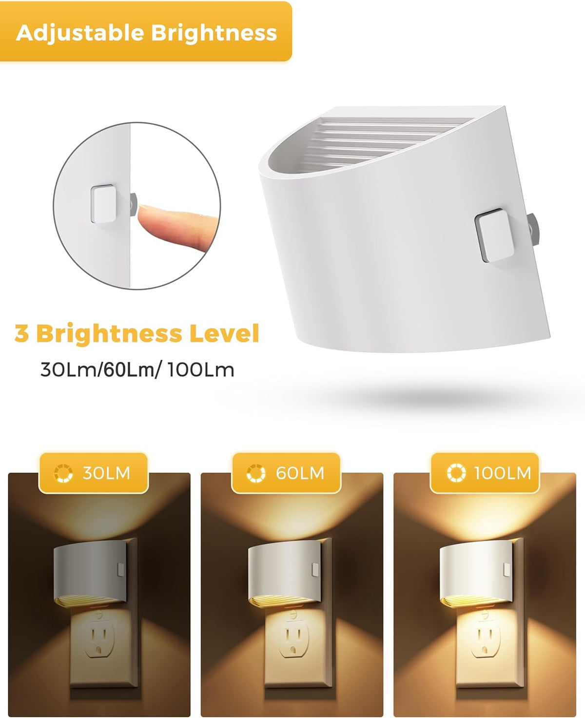 plastic night lights & ambient lighting in White, alternate view 5