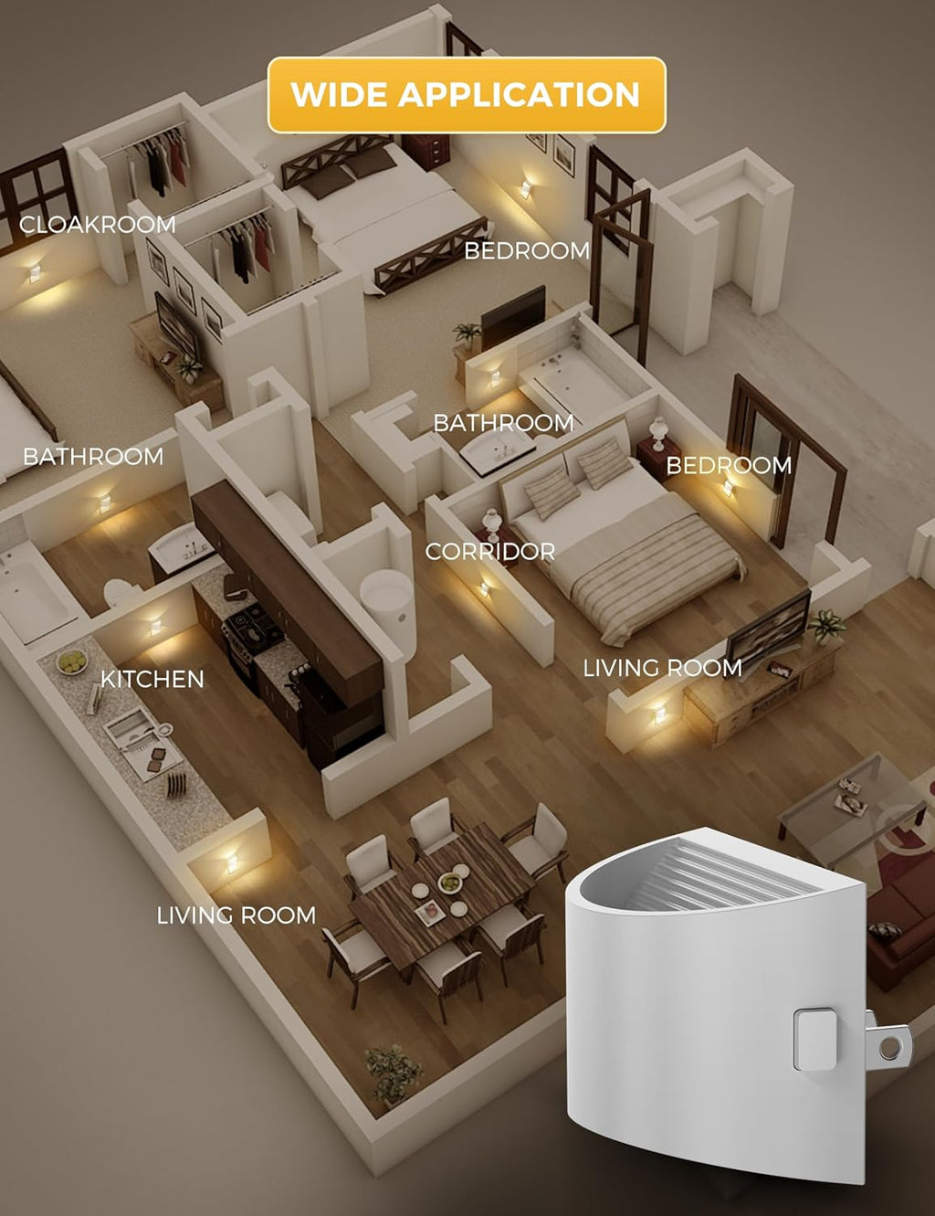 plastic night lights & ambient lighting in White, alternate view 7