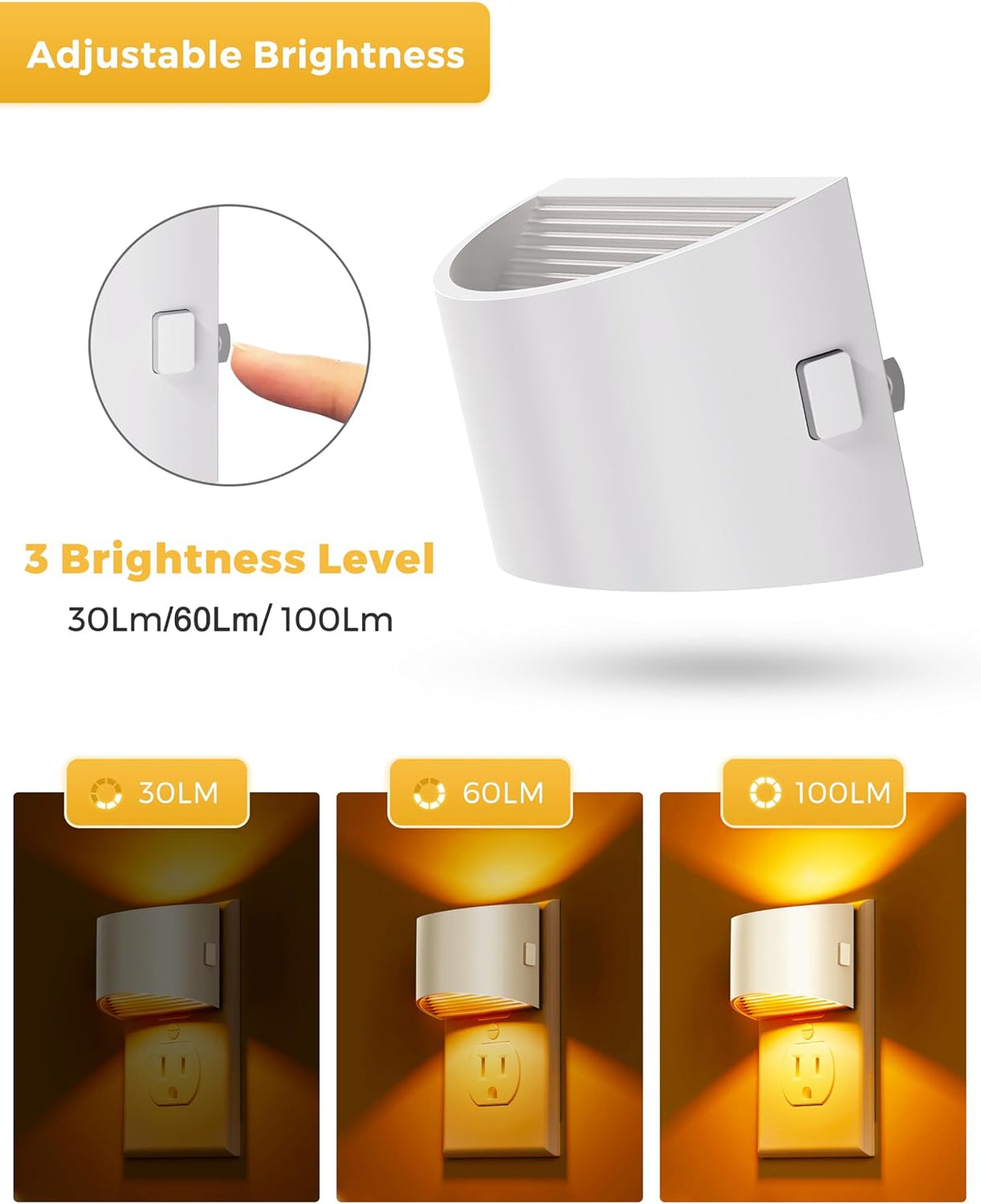 plastic night lights & ambient lighting in White, alternate view 5