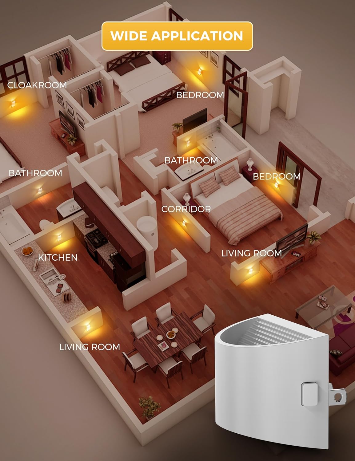 plastic night lights & ambient lighting in White, alternate view 7