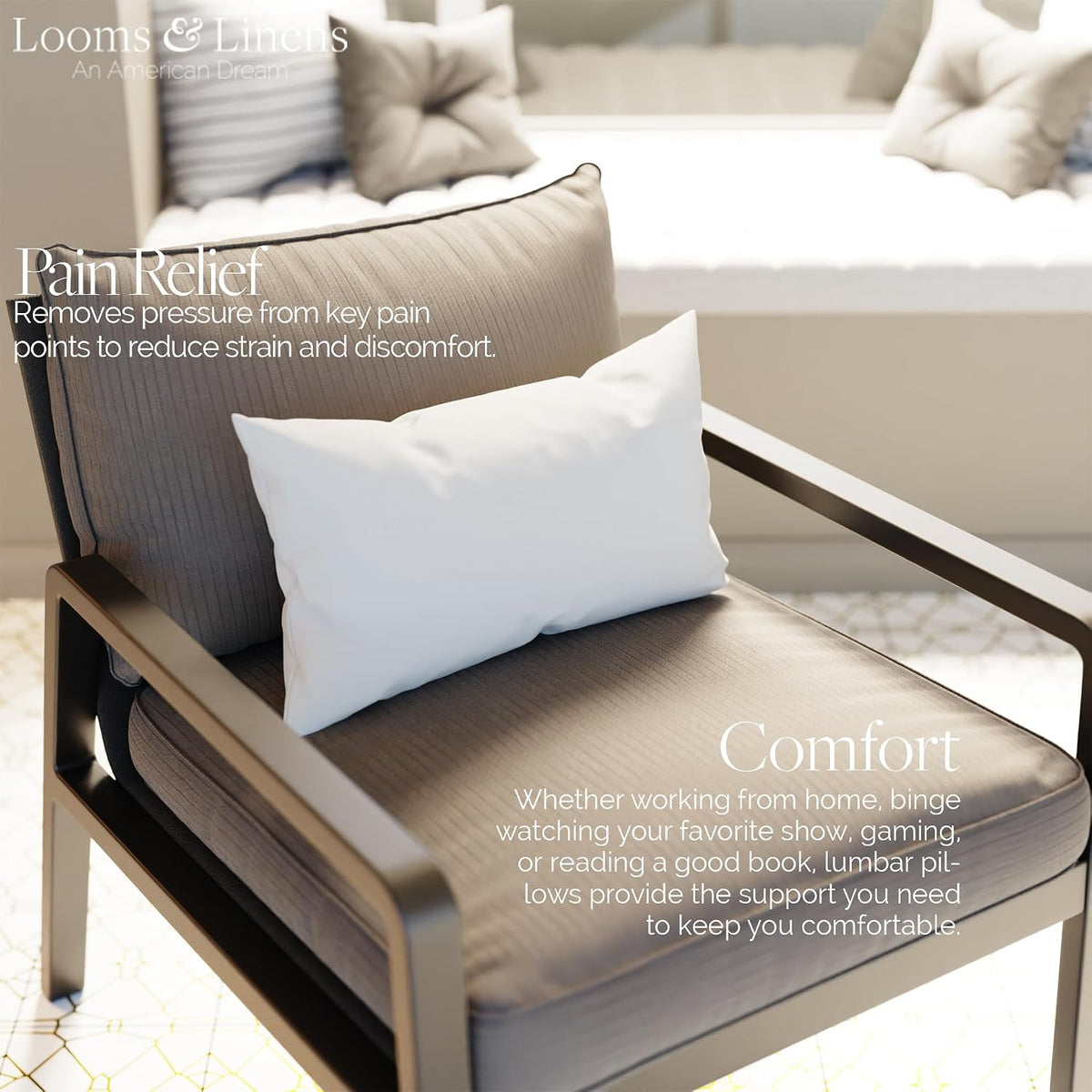 14 x 18 inch polyester lumbar roll cushions in White, alternate view 6