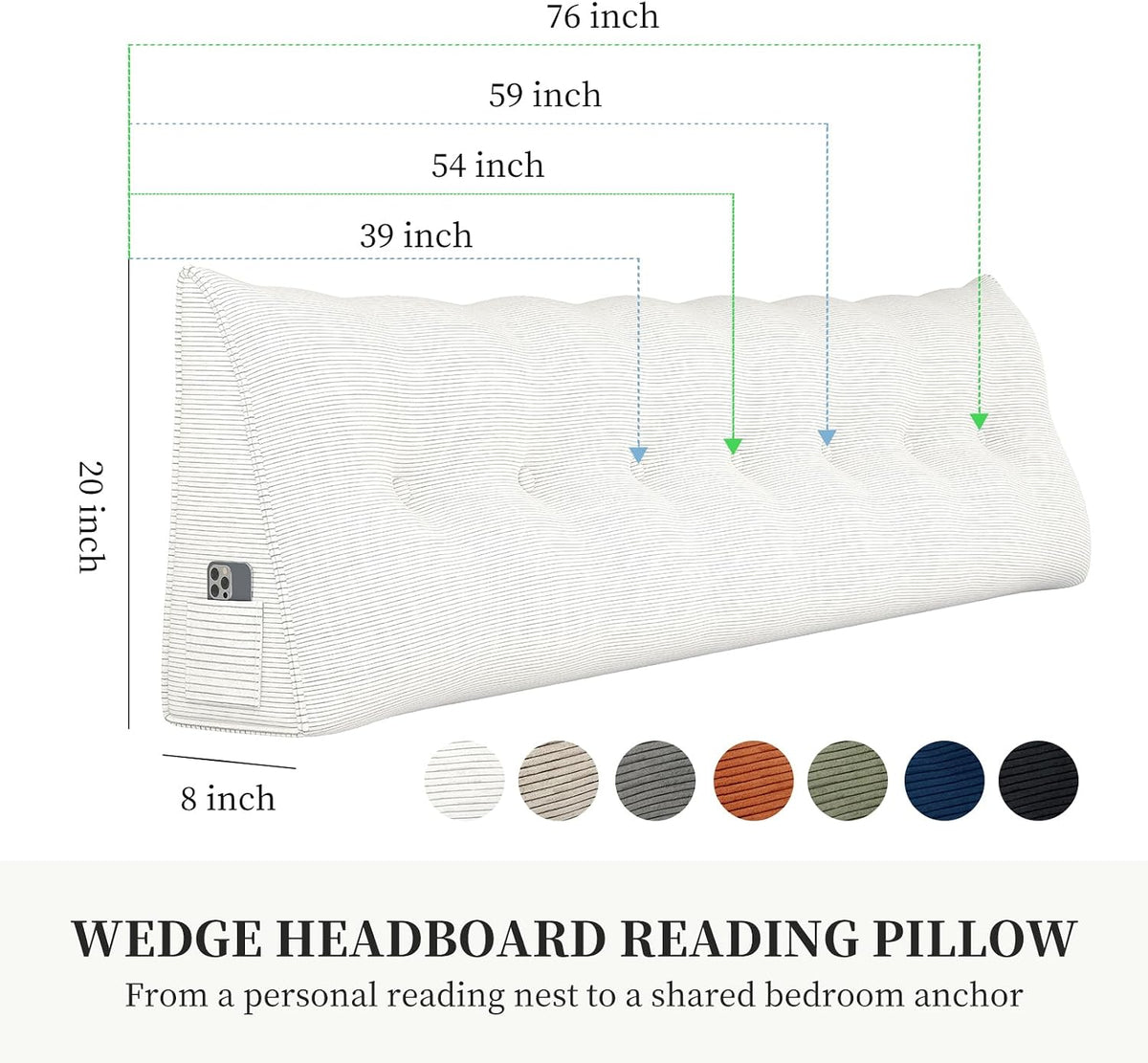 King:76x8x20'' cotton body pillows in Cream White, alternate view 2