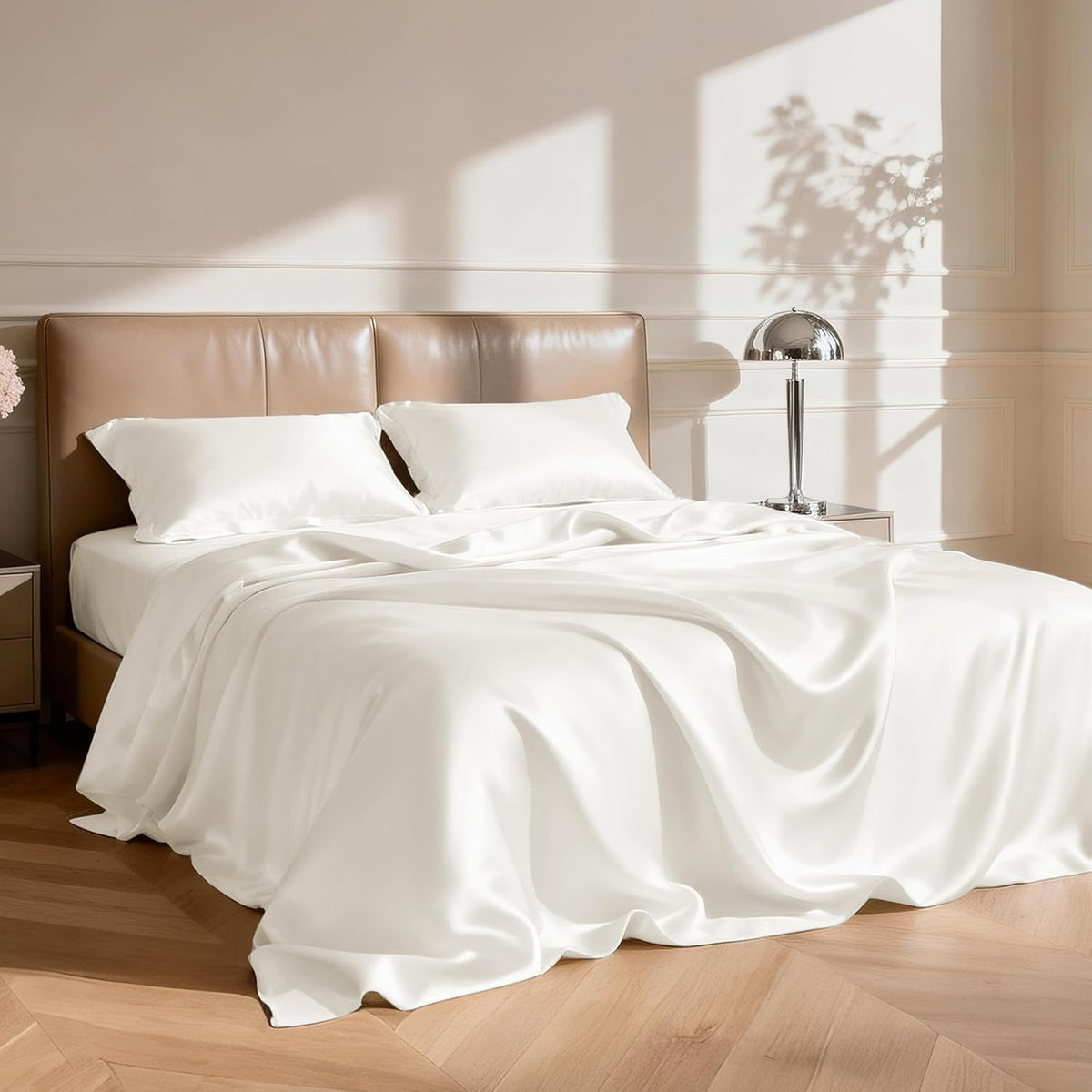 California King satin bedding sets in Ivory., alternate view 2