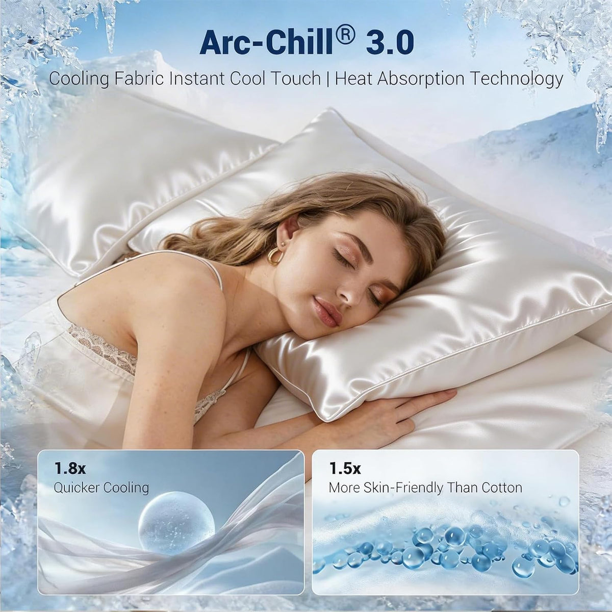 Queen (20'' X 30'') silk pillowcases in White, alternate view 2