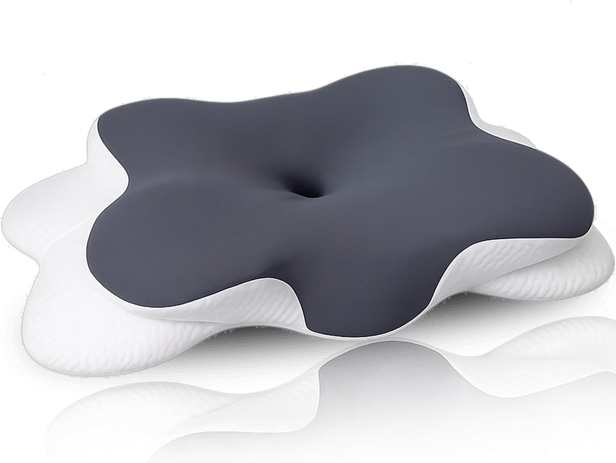 .... Pack of 1 memory foam neck & cervical pillows in Grey&white